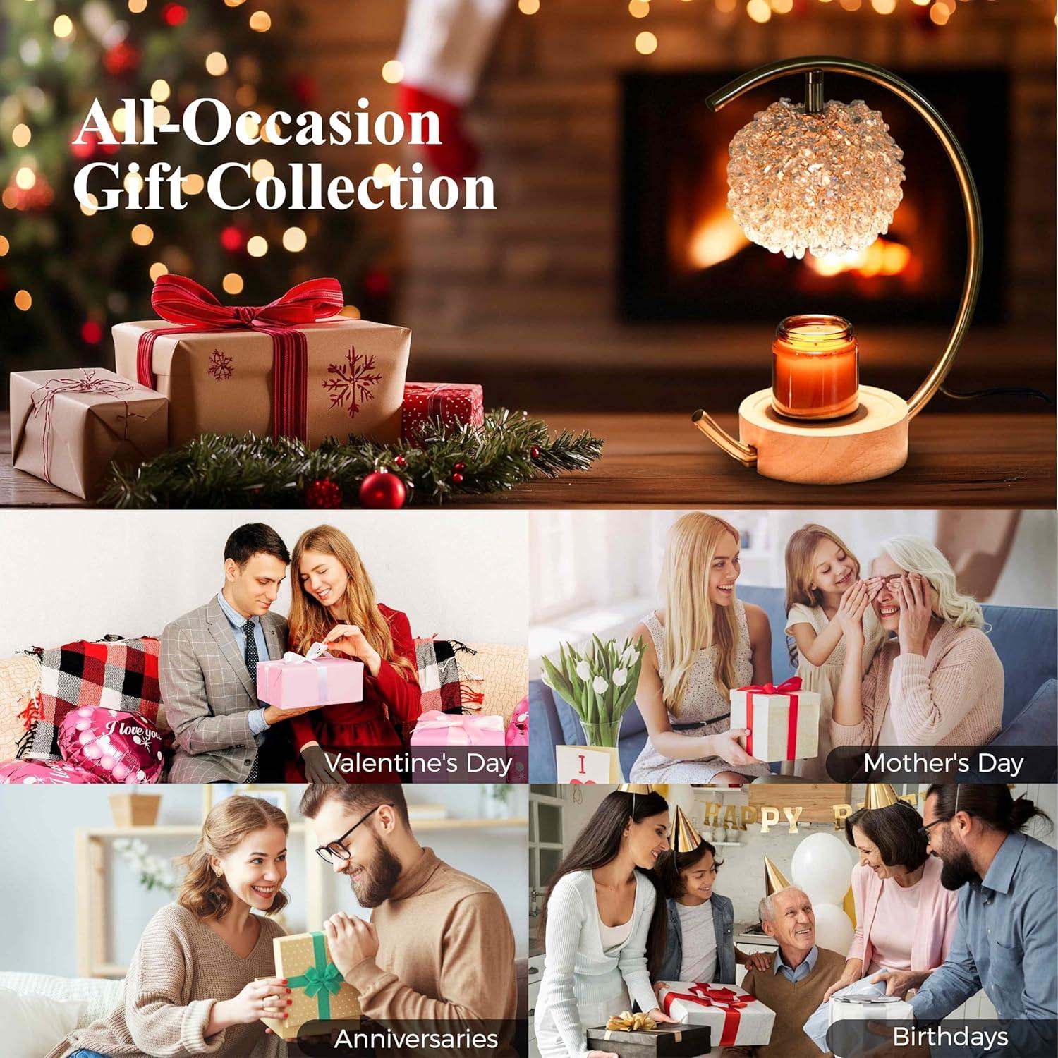 Lámpara Calentadora de Velas Yeuslor de Cristal y Madera 35W