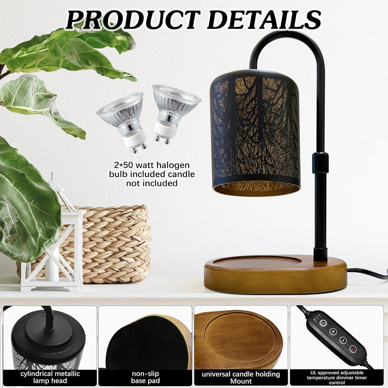 Calentador de Velas Eléctrico NoavJax Hoja Negra con Temporizador