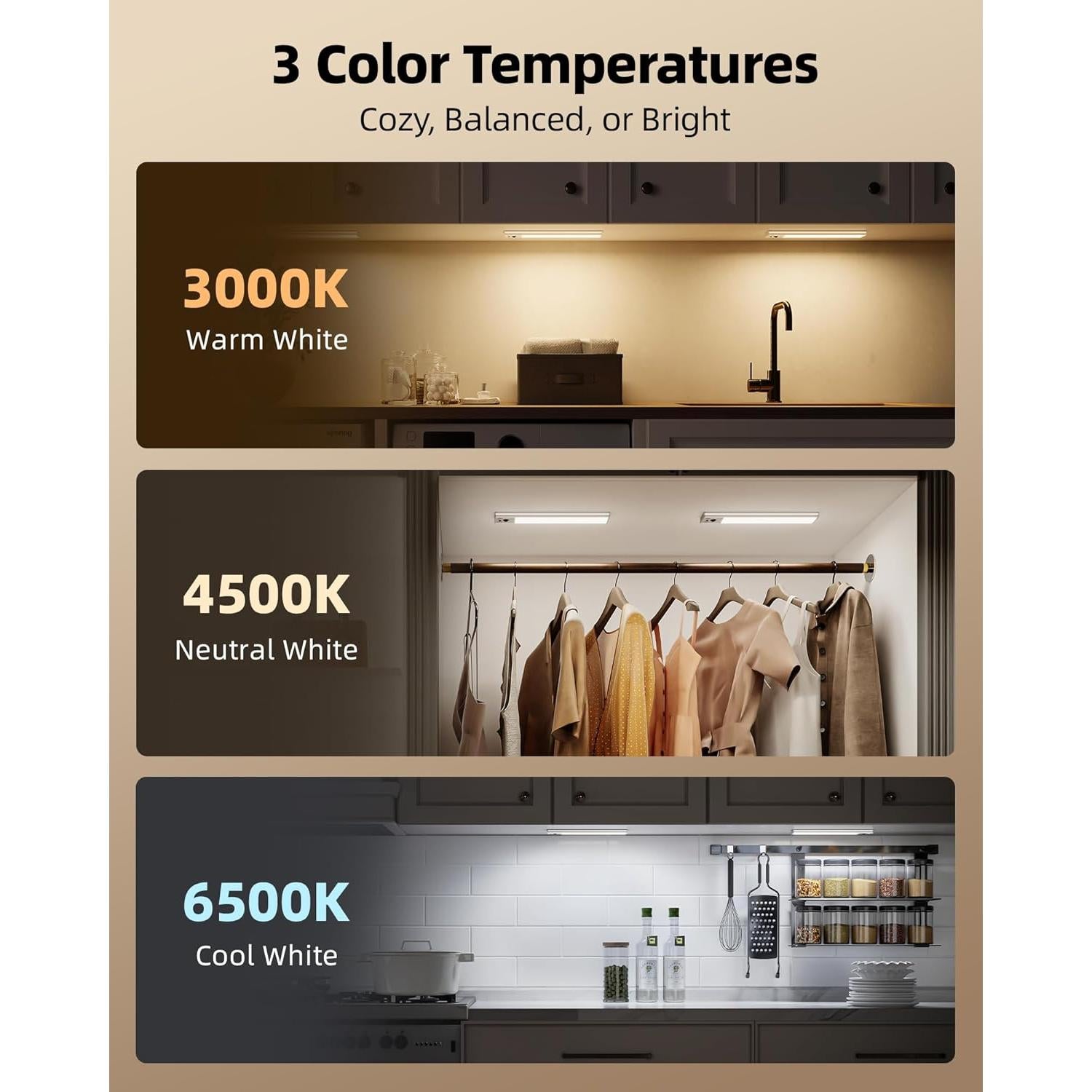 EZVALO 5 Pack Luces Bajo Gabinete Inalámbricas 10" con Sensor