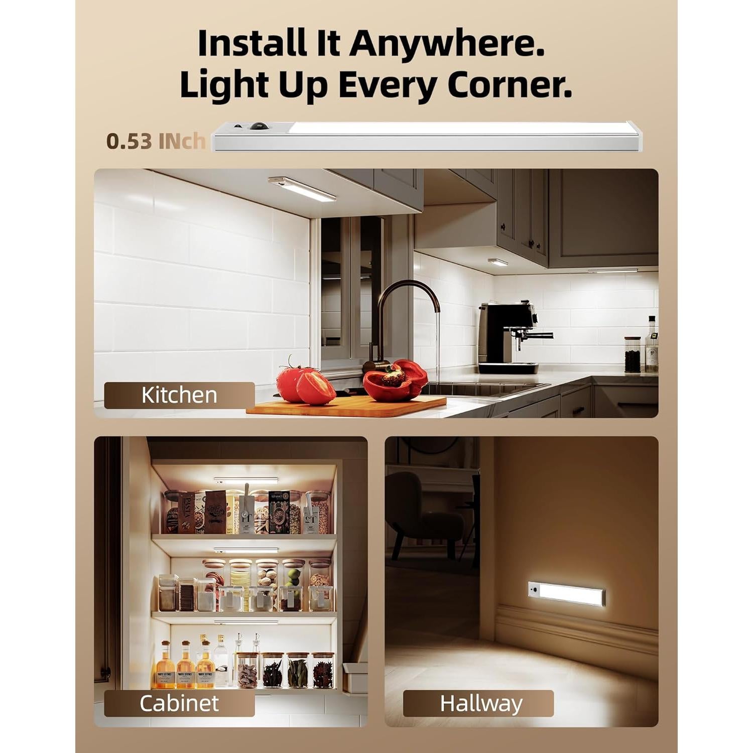 EZVALO 5 Pack Luces Bajo Gabinete Inalámbricas 10" con Sensor