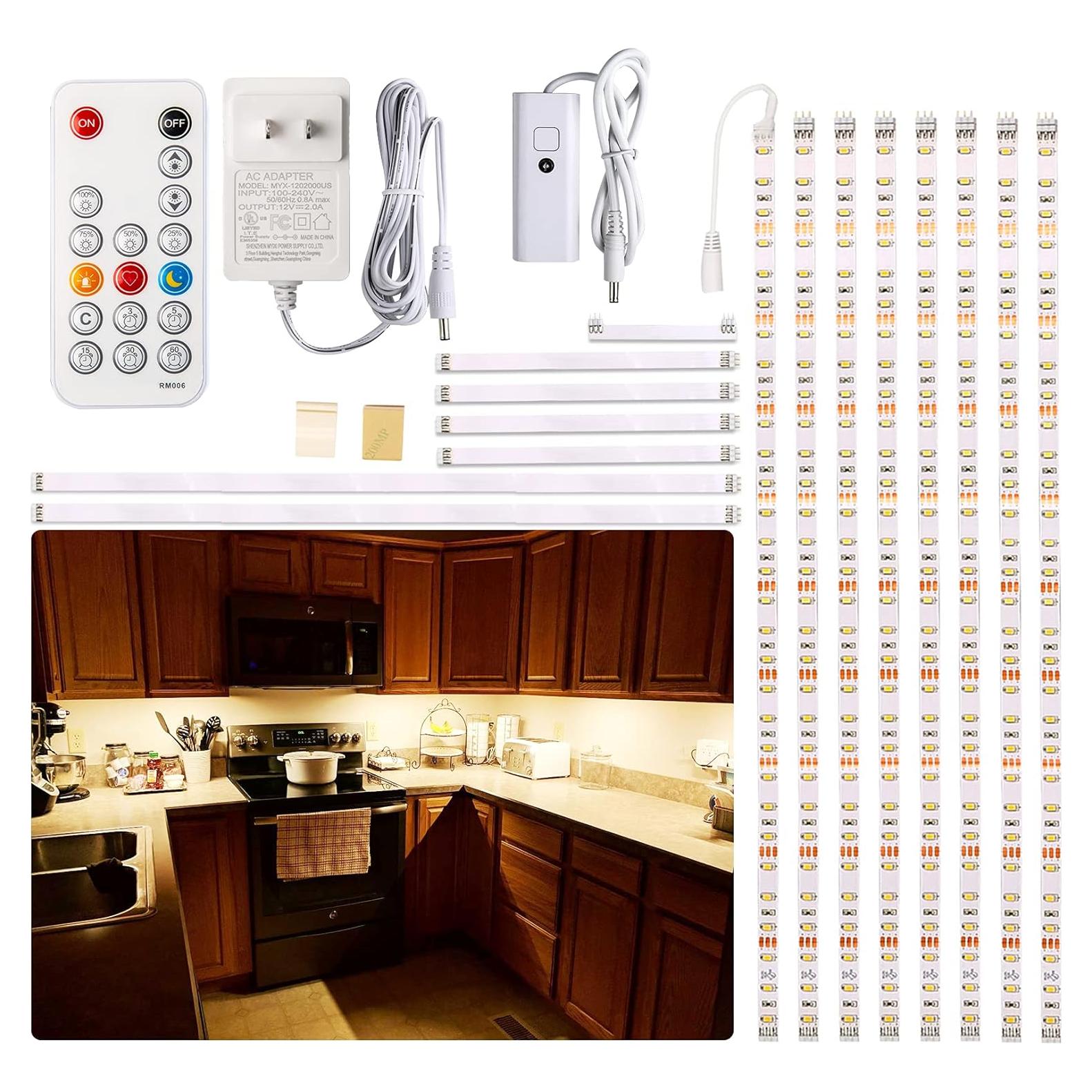 Iluminación Bajo Gabinete WOBANE 8PCS LED Tira 2700K Regulable