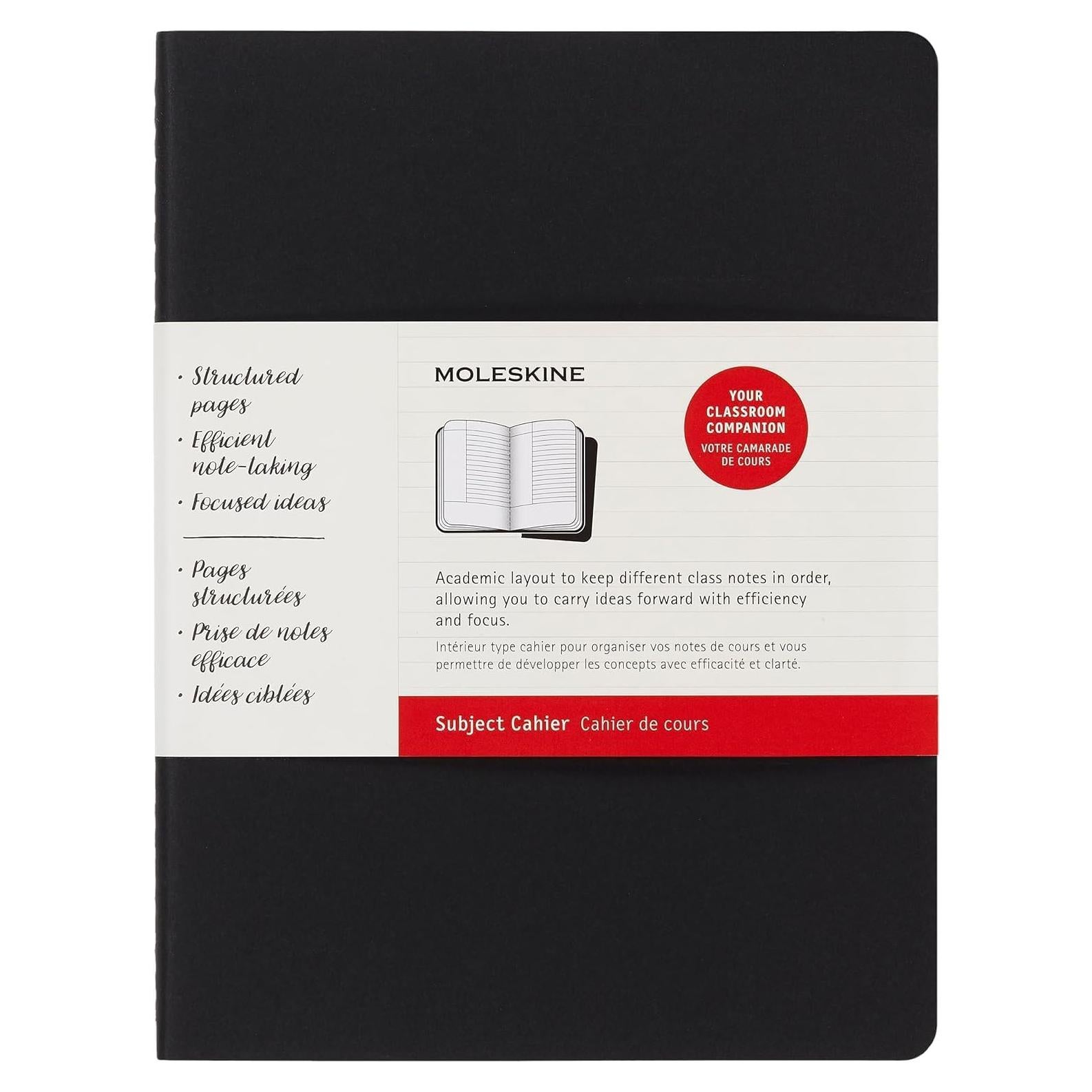 Cuaderno Moleskine Cahier Tapa Blanda Grande Rayado Negro Rojo