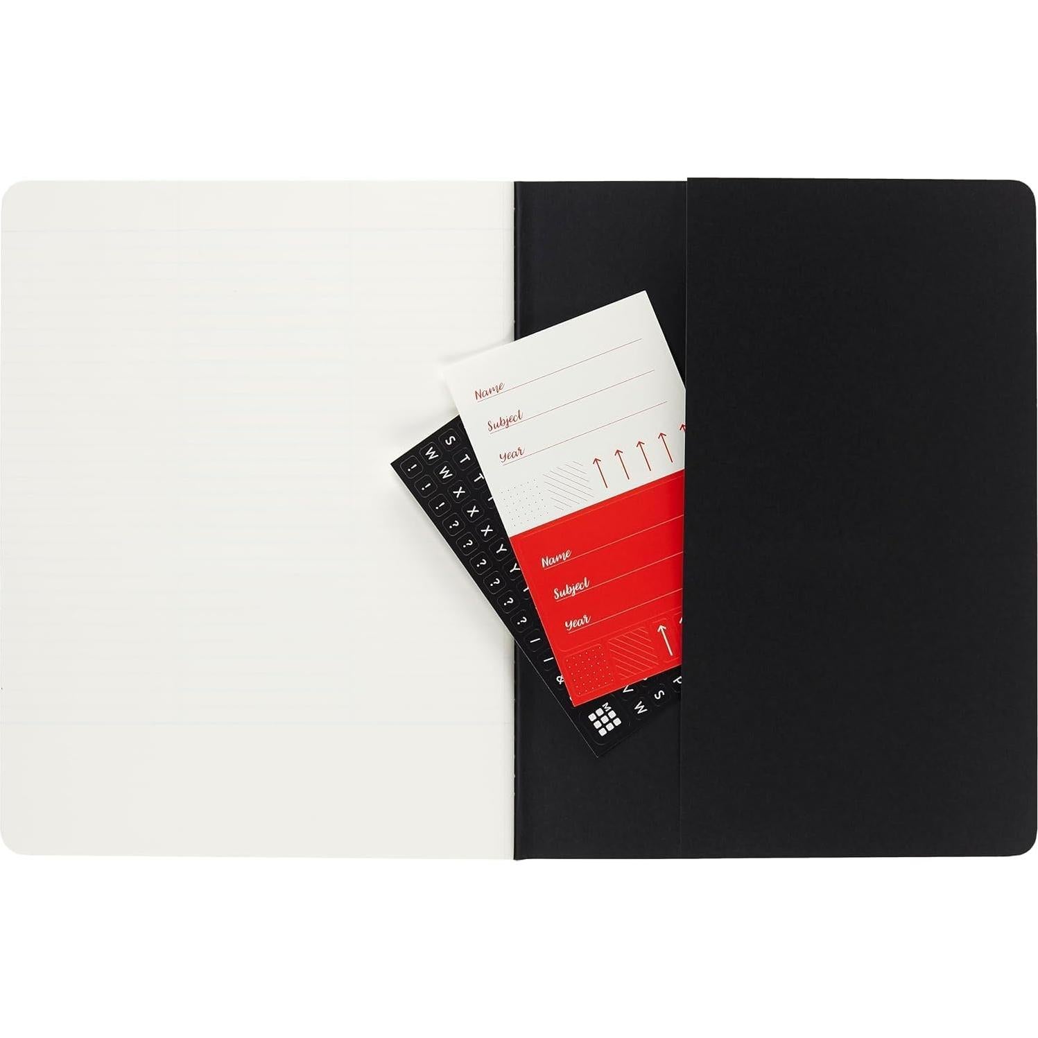 Cuaderno Moleskine Cahier Tapa Blanda Grande Rayado Negro Rojo