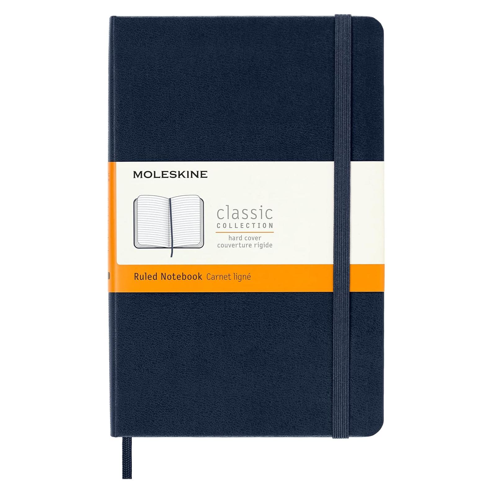 Cuaderno Moleskine Clásico Mediano Rayado Azul Zafiro 208 Páginas