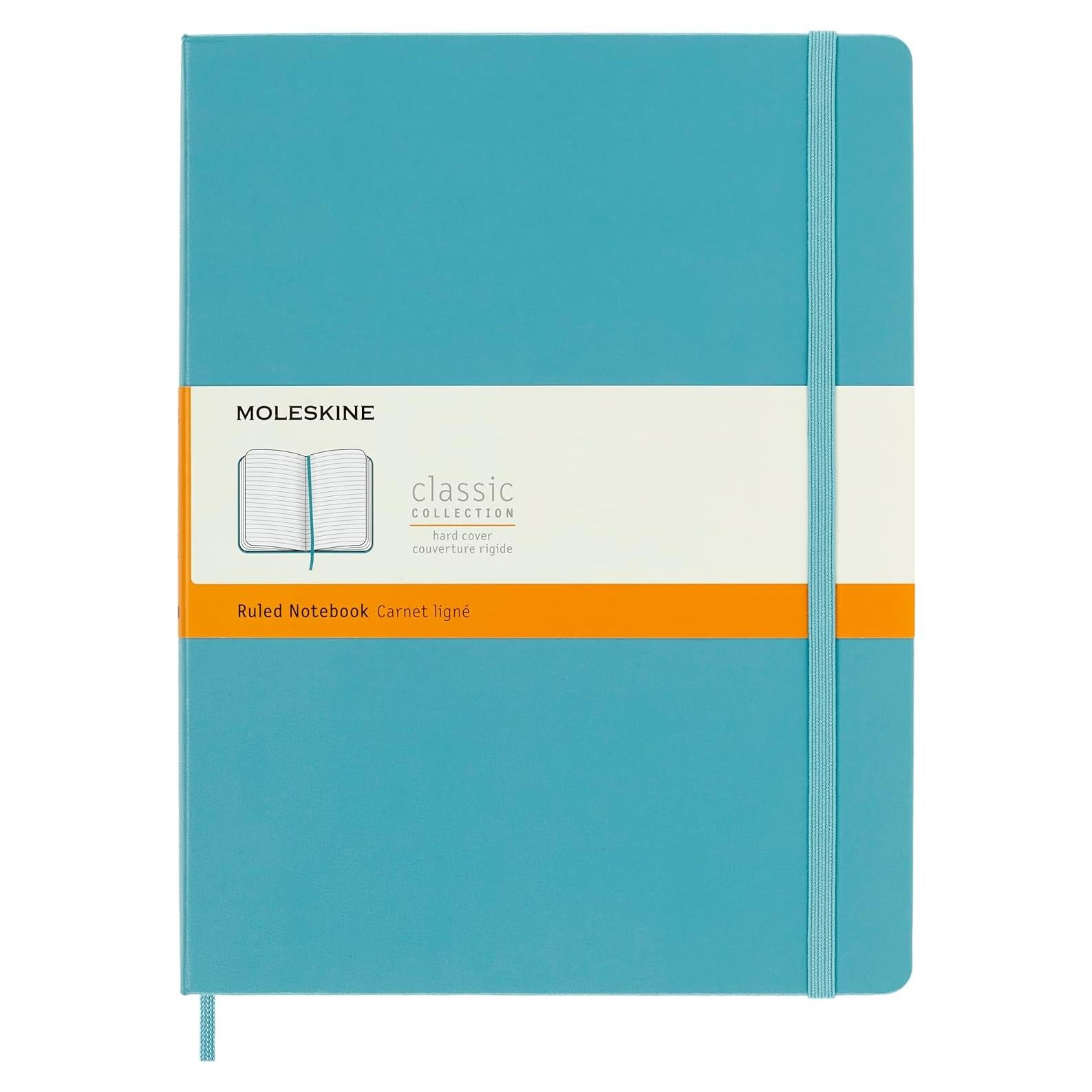 Cuaderno Moleskine Clásico Tapa Dura XL Rayado Azul 192 Páginas
