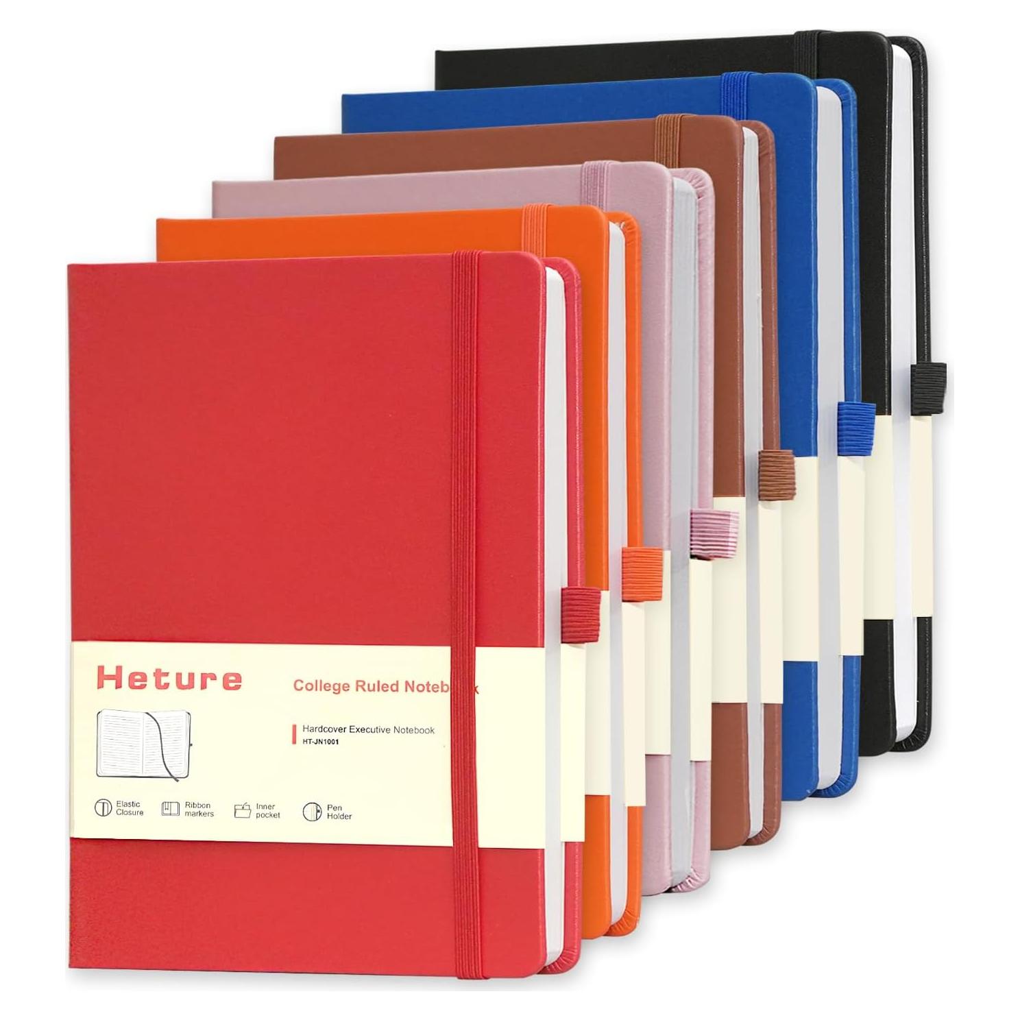 Cuadernos A5 de tapa dura Heture - 6 paquetes, 160 páginas