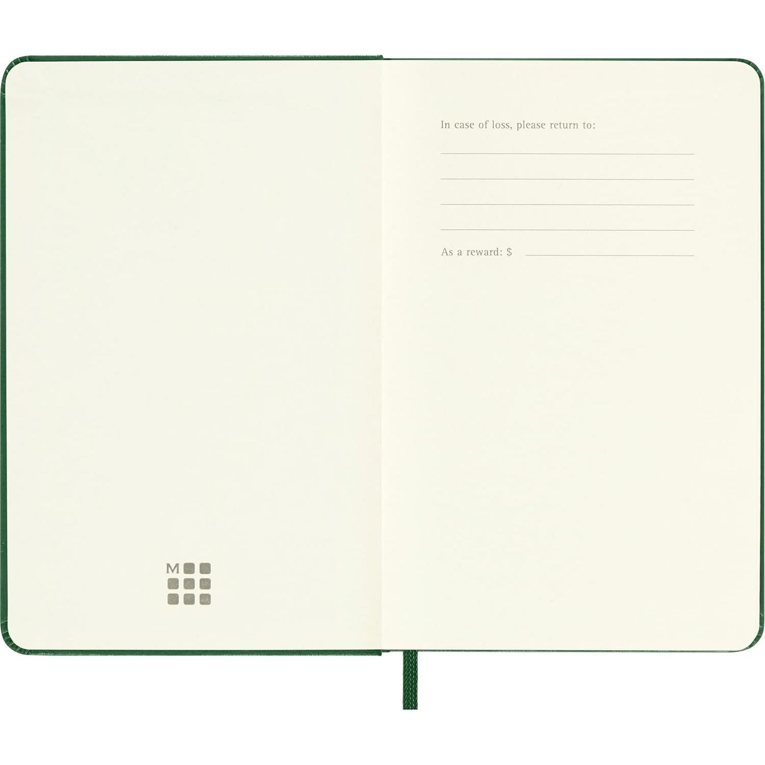 Cuaderno Moleskine Pocket Liso Verde Mirtillo Tapa Dura 9.5x14.6cm