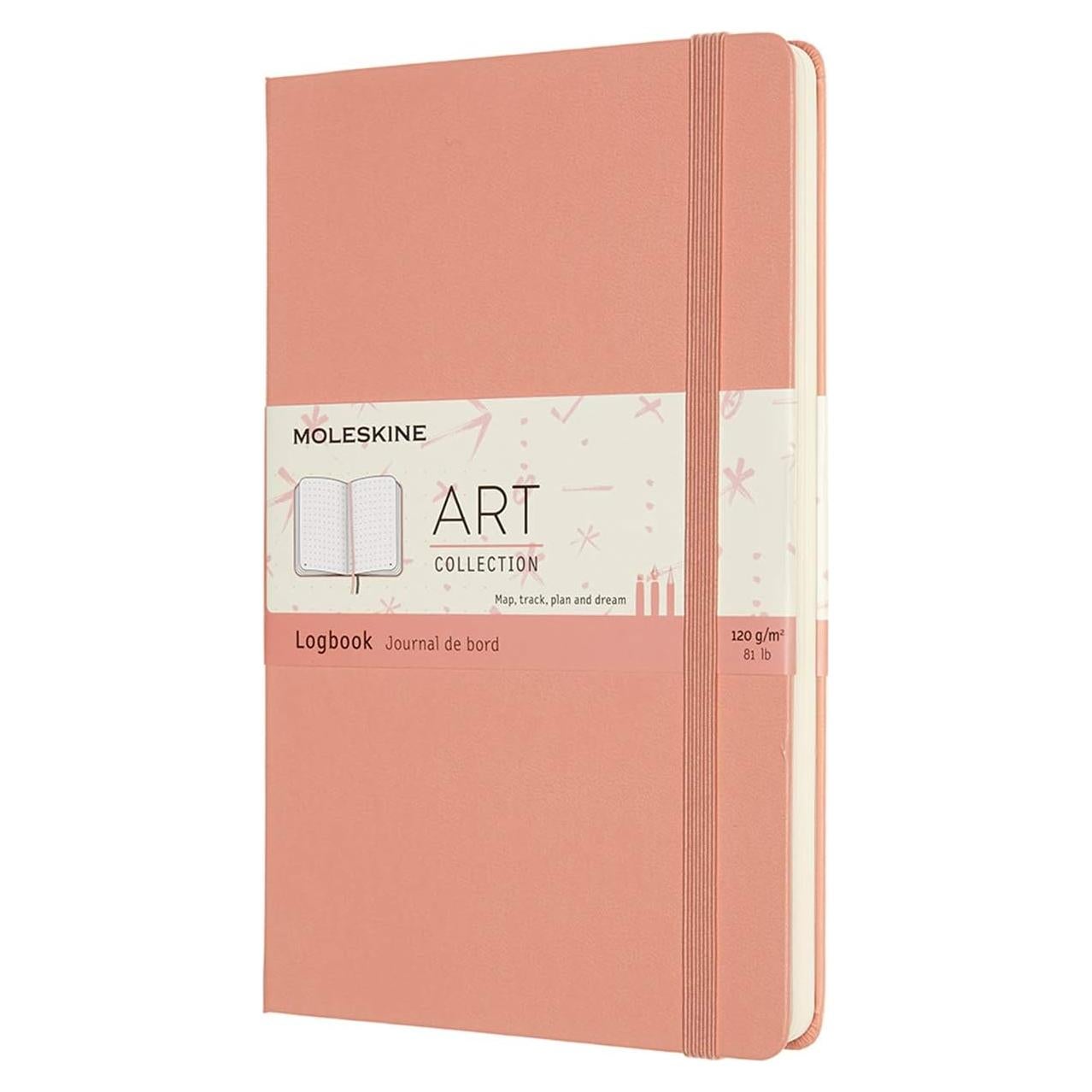 Moleskine Logbook Grande Tapa Dura Rosa Coral 160 Páginas Puntos