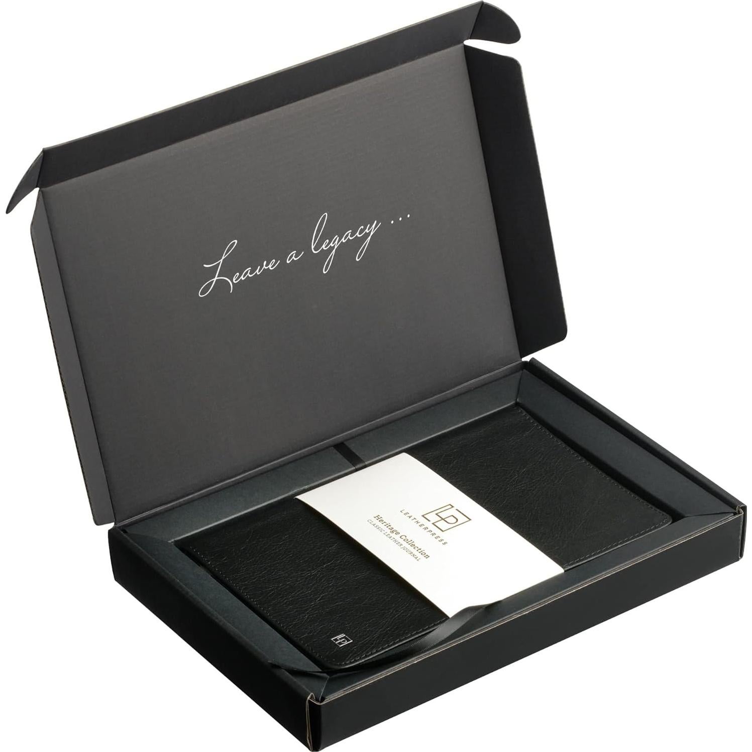 Cuaderno de Piel Leatherpress Grande Negro Tuxedo Rayado