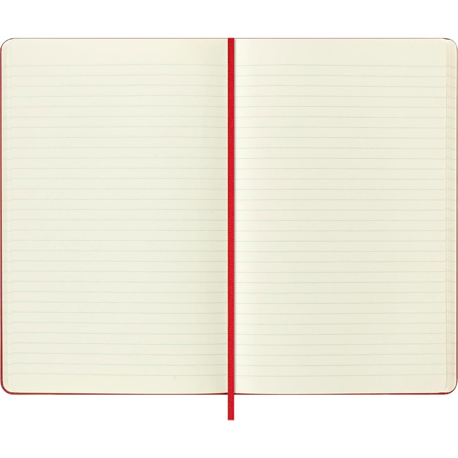 Cuaderno Grande Moleskine Tapa Dura Rayado Rojo 240 Páginas