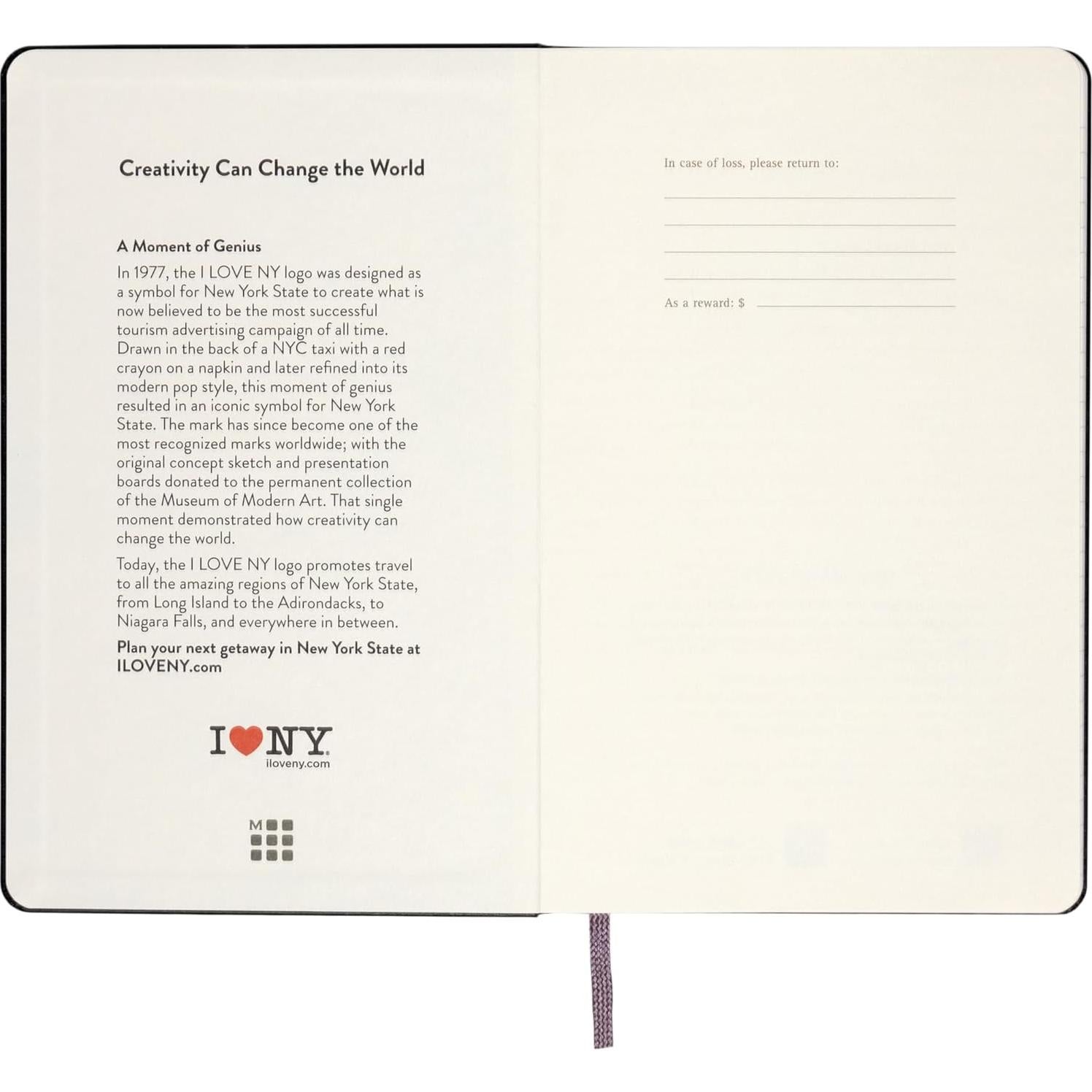 Cuaderno Moleskine I Love NY Grande Rayado Negro 240 Páginas