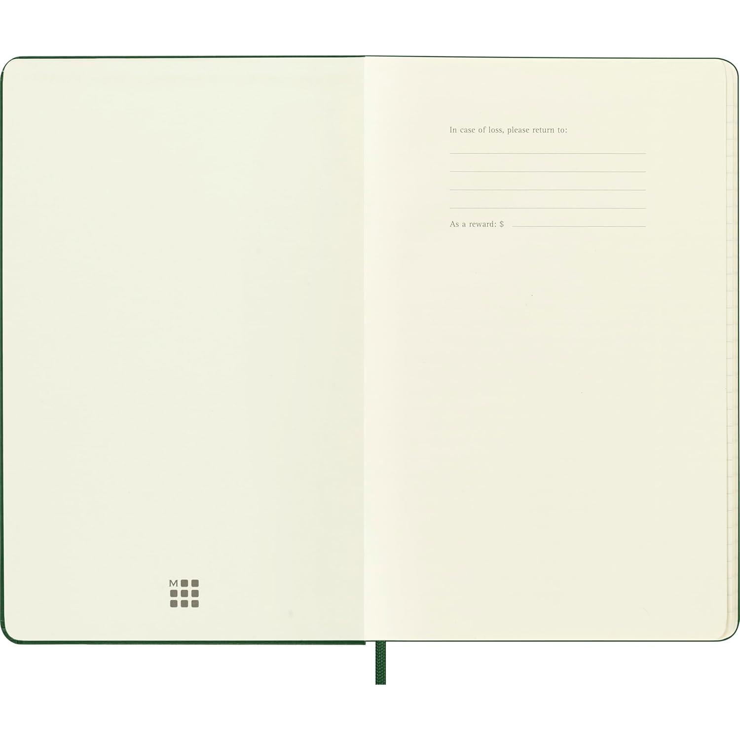 Cuaderno Grande Moleskine Tapa Dura Rayado Verde Mirtillo 240 Páginas