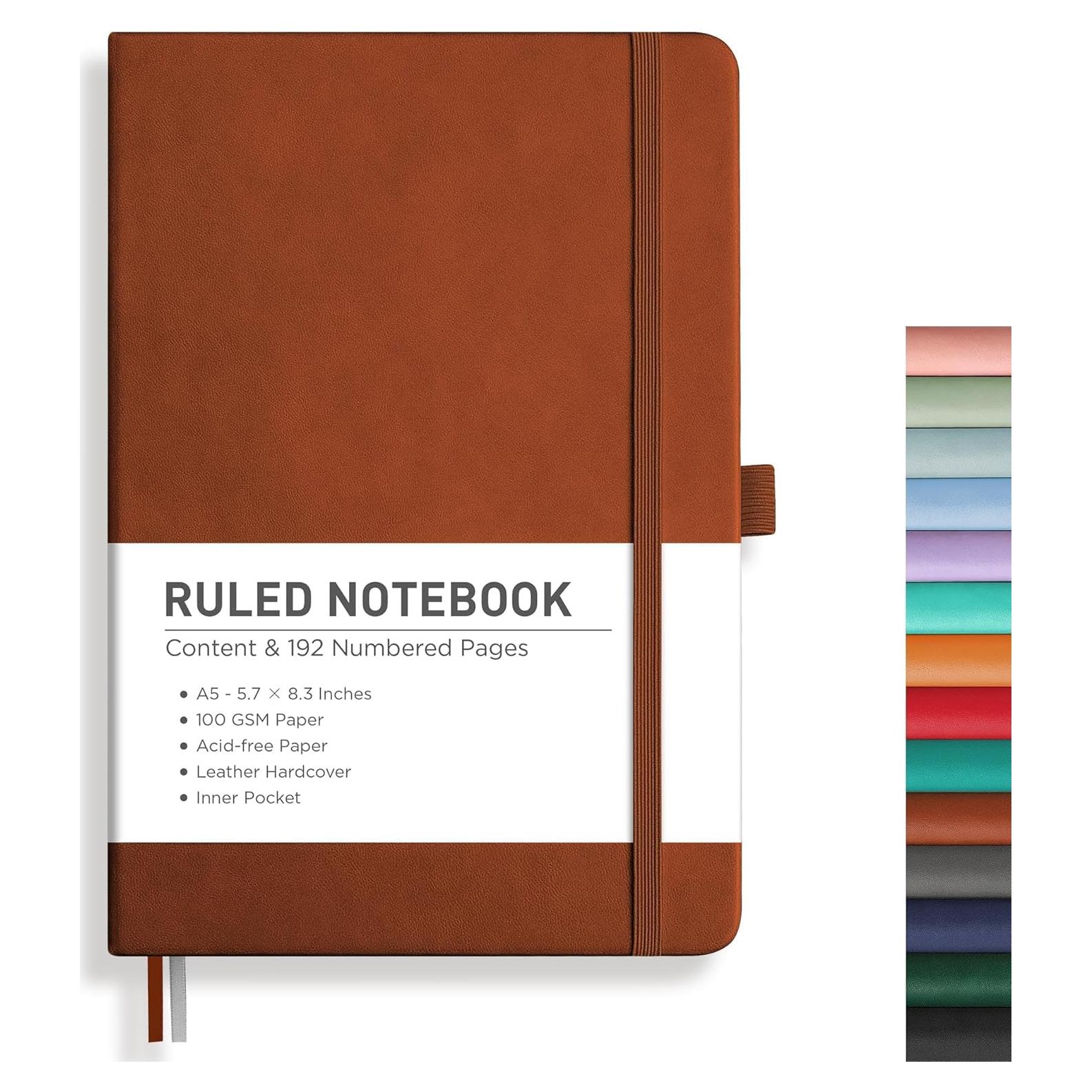 Cuaderno de Notas RETTACY A5 Tapa Dura Cuero 192 Páginas