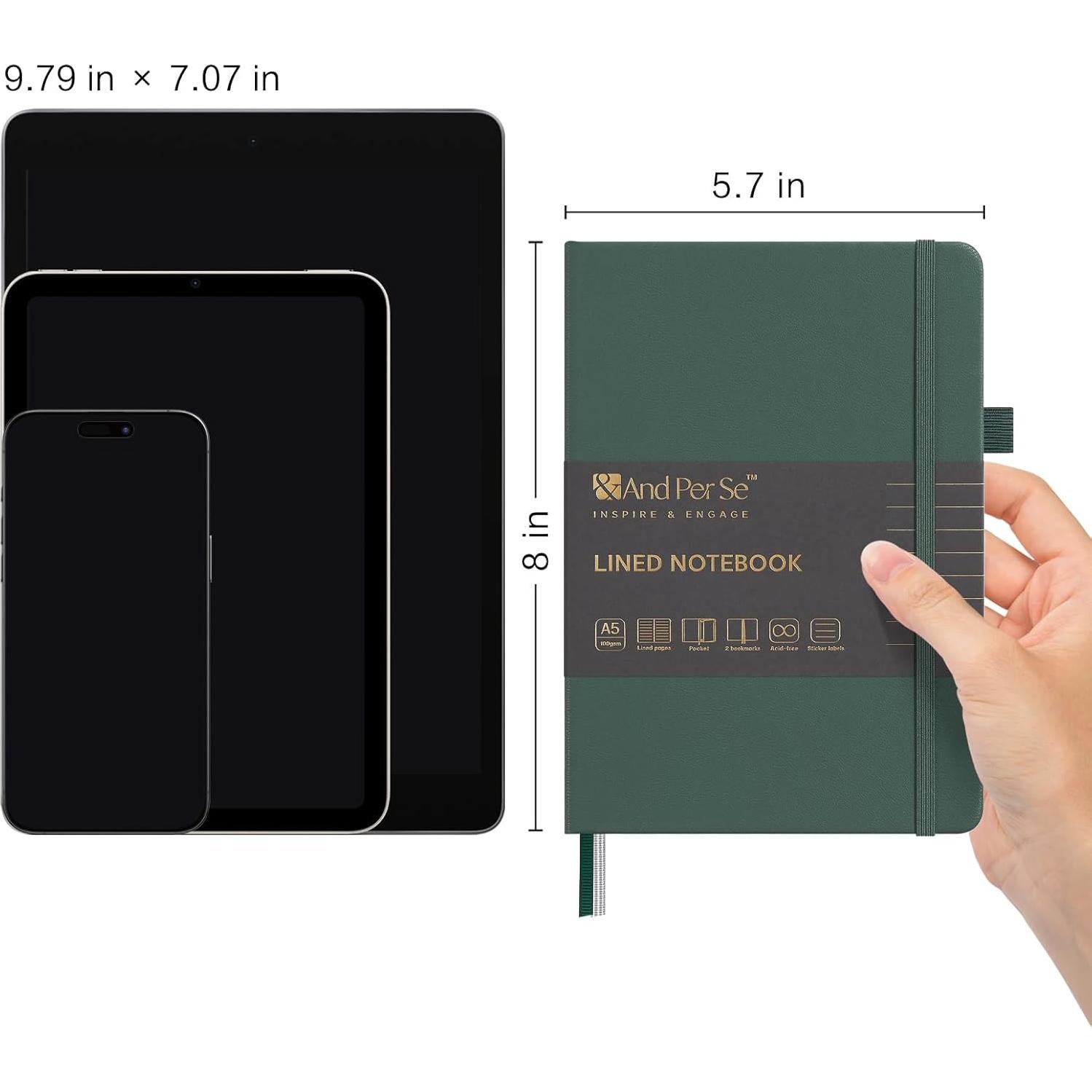 Cuaderno A5 Rayado And Per Se 160 Páginas Verde Tapa Dura