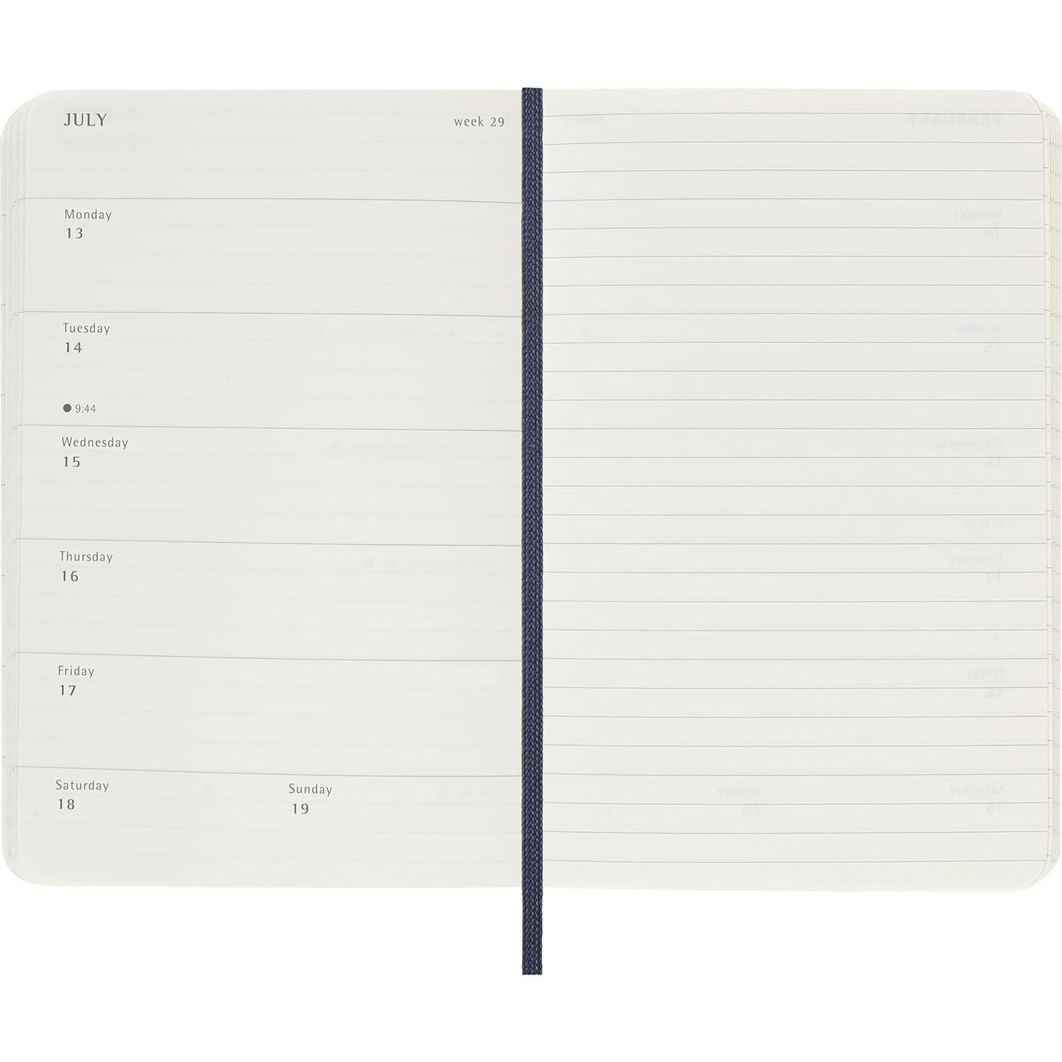 Planificador Semanal Moleskine 2026 Tapa Blanda Azul 144 Páginas