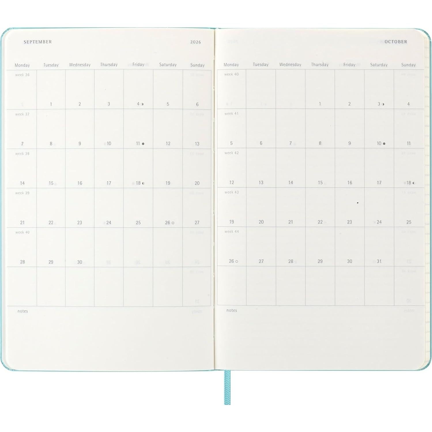 Planificador Semanal Moleskine 18 Meses 2025-2026 Acuamarina