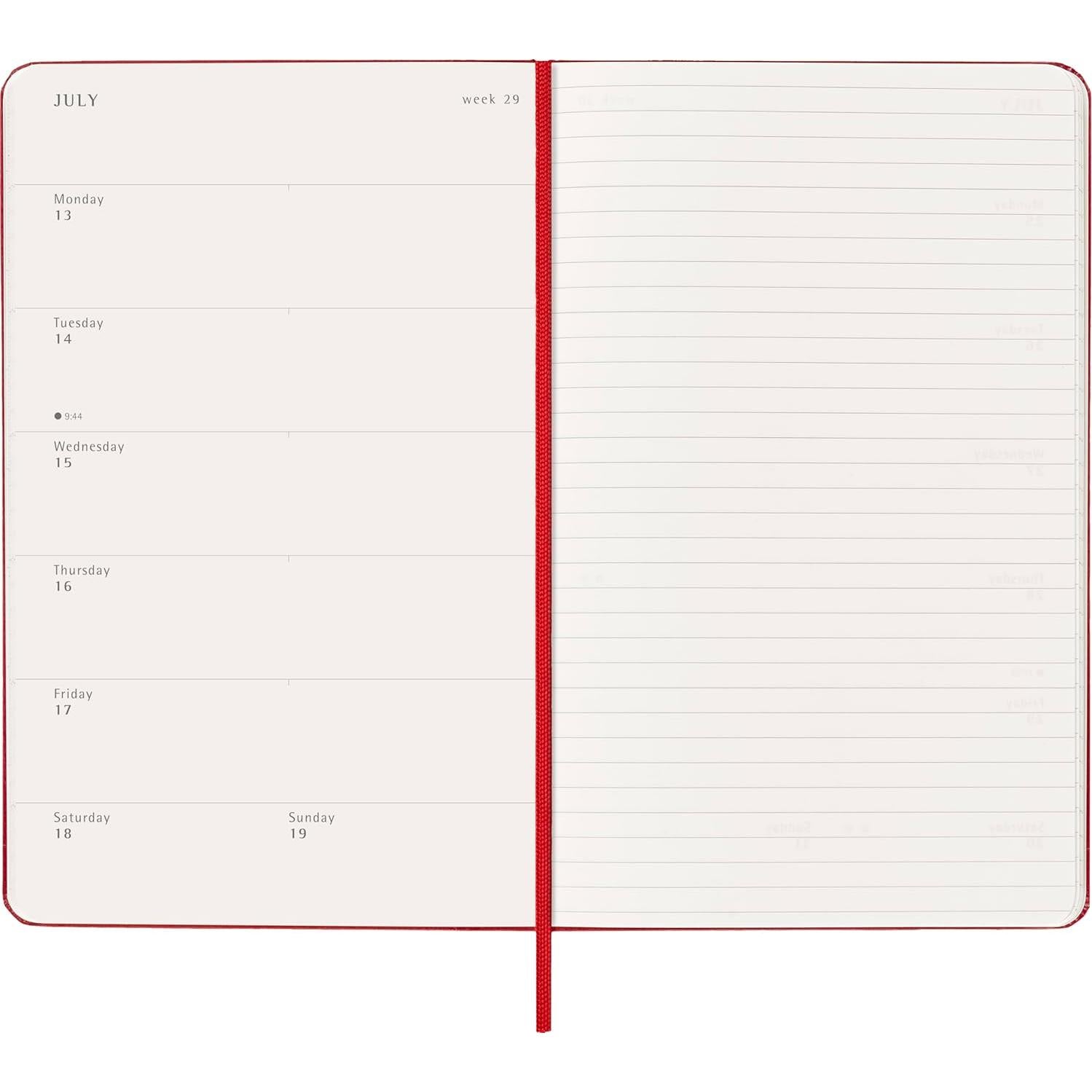 Planificador Semanal Moleskine 2026 Tapa Dura Grande Rojo