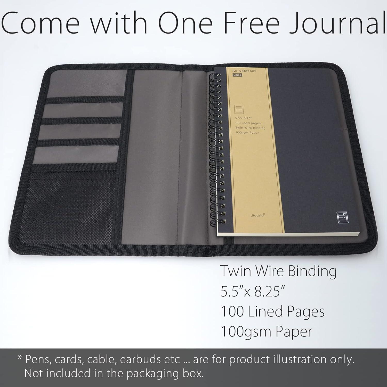 Funda de Cuaderno Diodrio A5 Negra Resistente al Agua