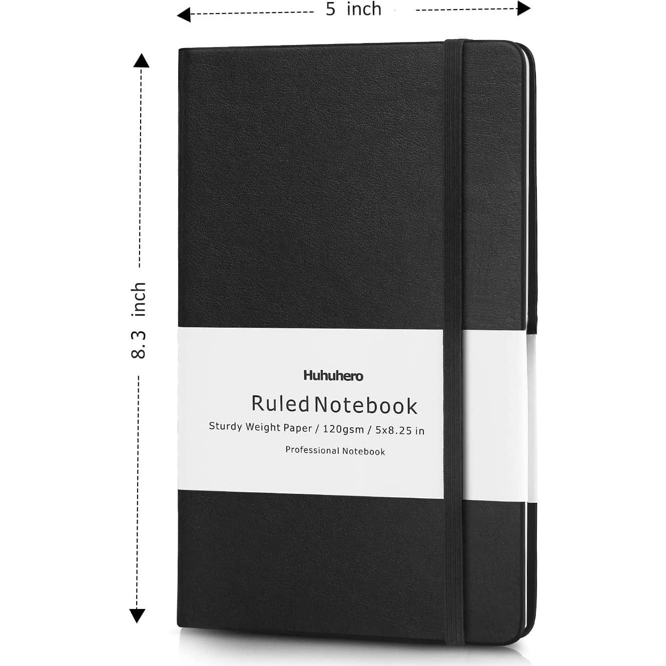 Cuadernos Huhuhero A5 Tapa Dura 10 Páginas Rayadas Negro