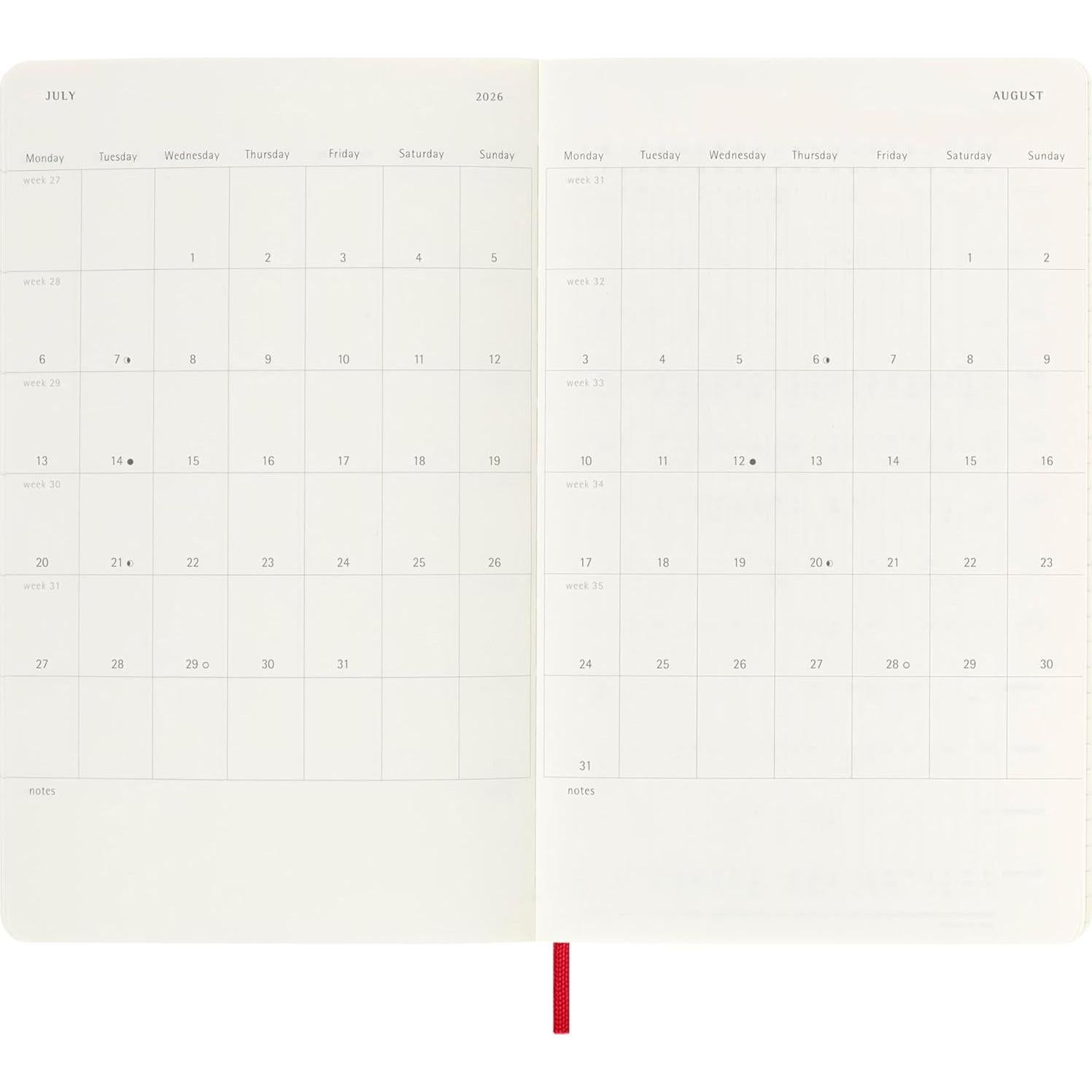 Planificador Semanal Moleskine 18 Meses 2025-2026 Grande Rojo