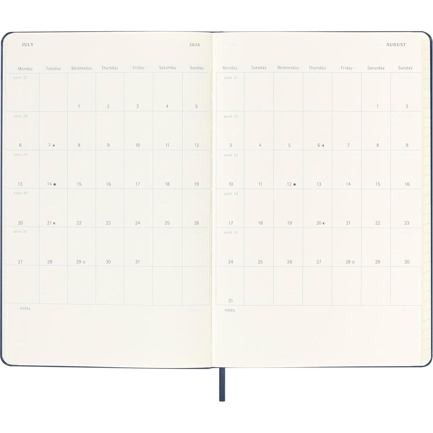 Planificador Semanal Moleskine 18 Meses 2025-2026 Tapa Dura Azul