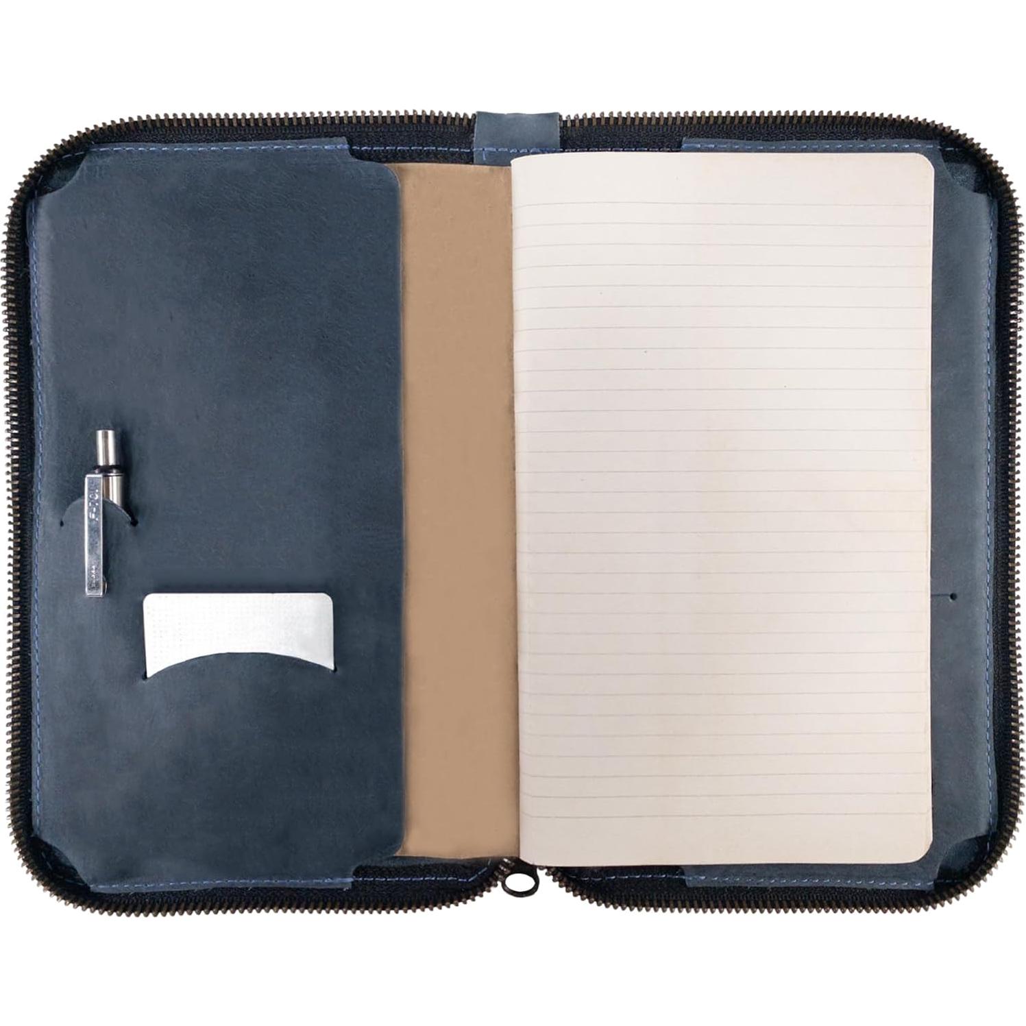 Funda de Diario con Cremallera Hide & Drink Cuero Azul L