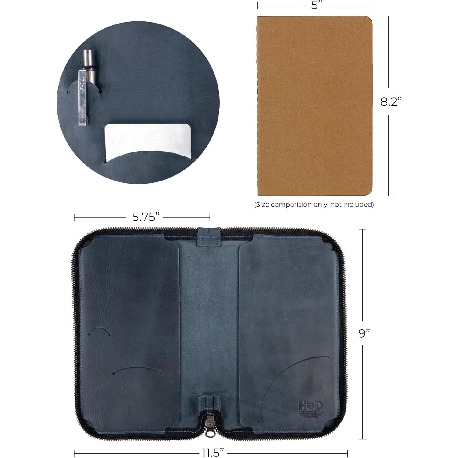 Funda de Diario con Cremallera Hide & Drink Cuero Azul L