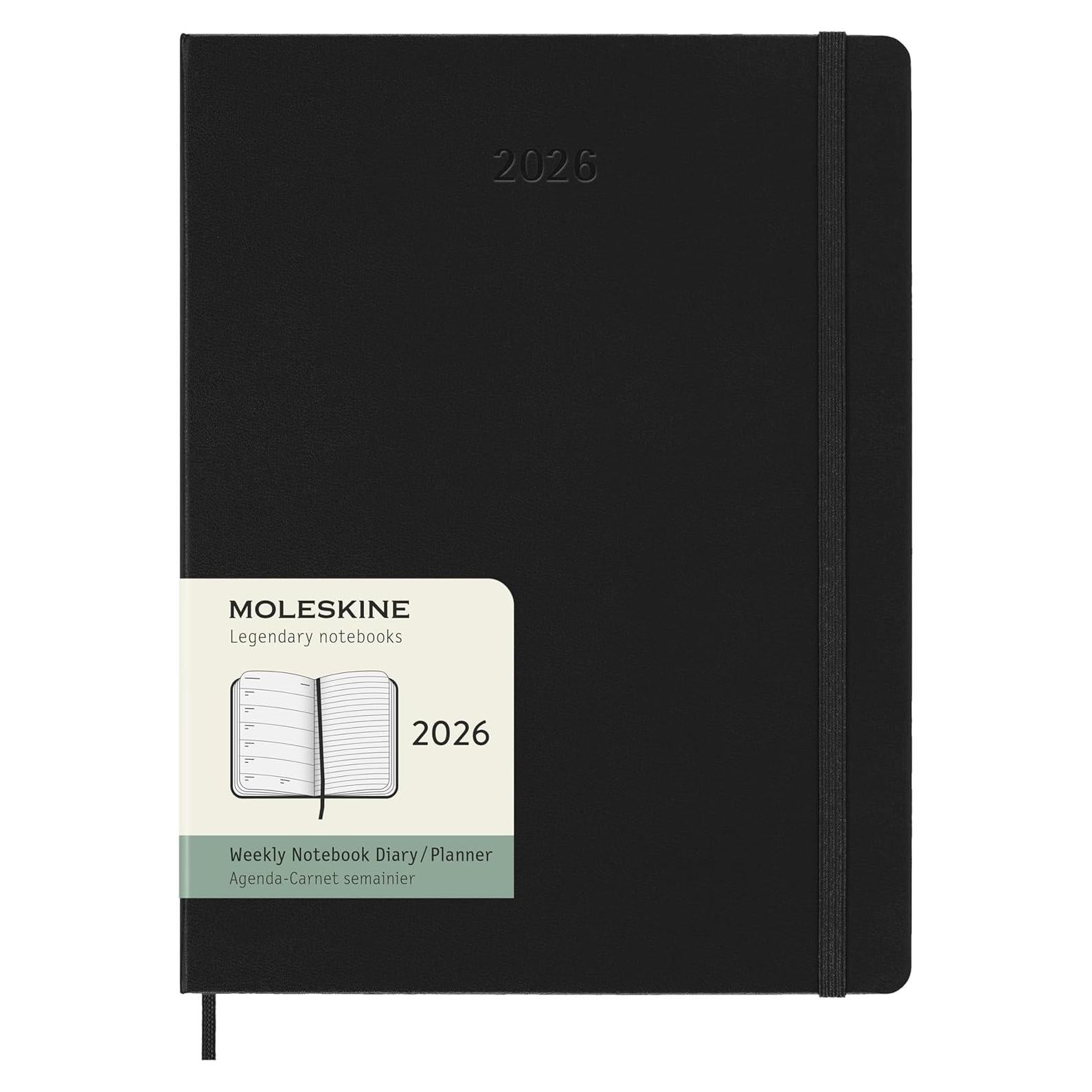 Planificador Semanal Moleskine XL 2026 Tapa Dura Negro 144 Páginas