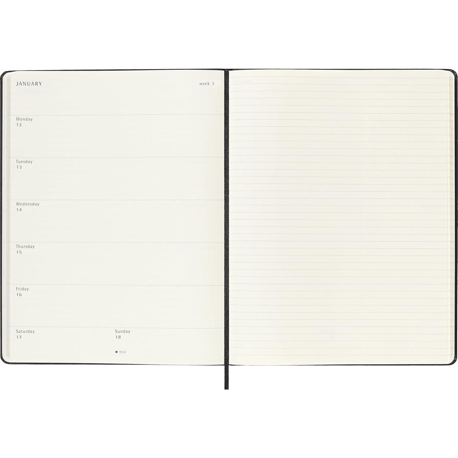 Planificador Semanal Moleskine XL 2026 Tapa Dura Negro 144 Páginas