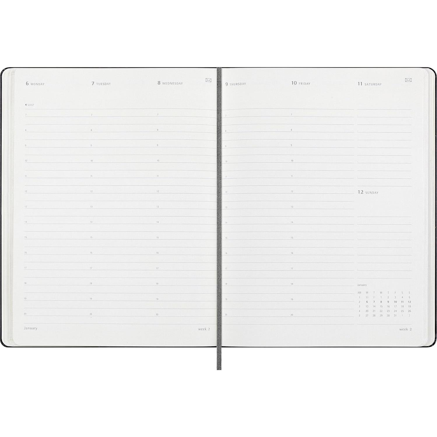 Planificador Semanal PRO Moleskine 2025 XL Negro Tapa Dura