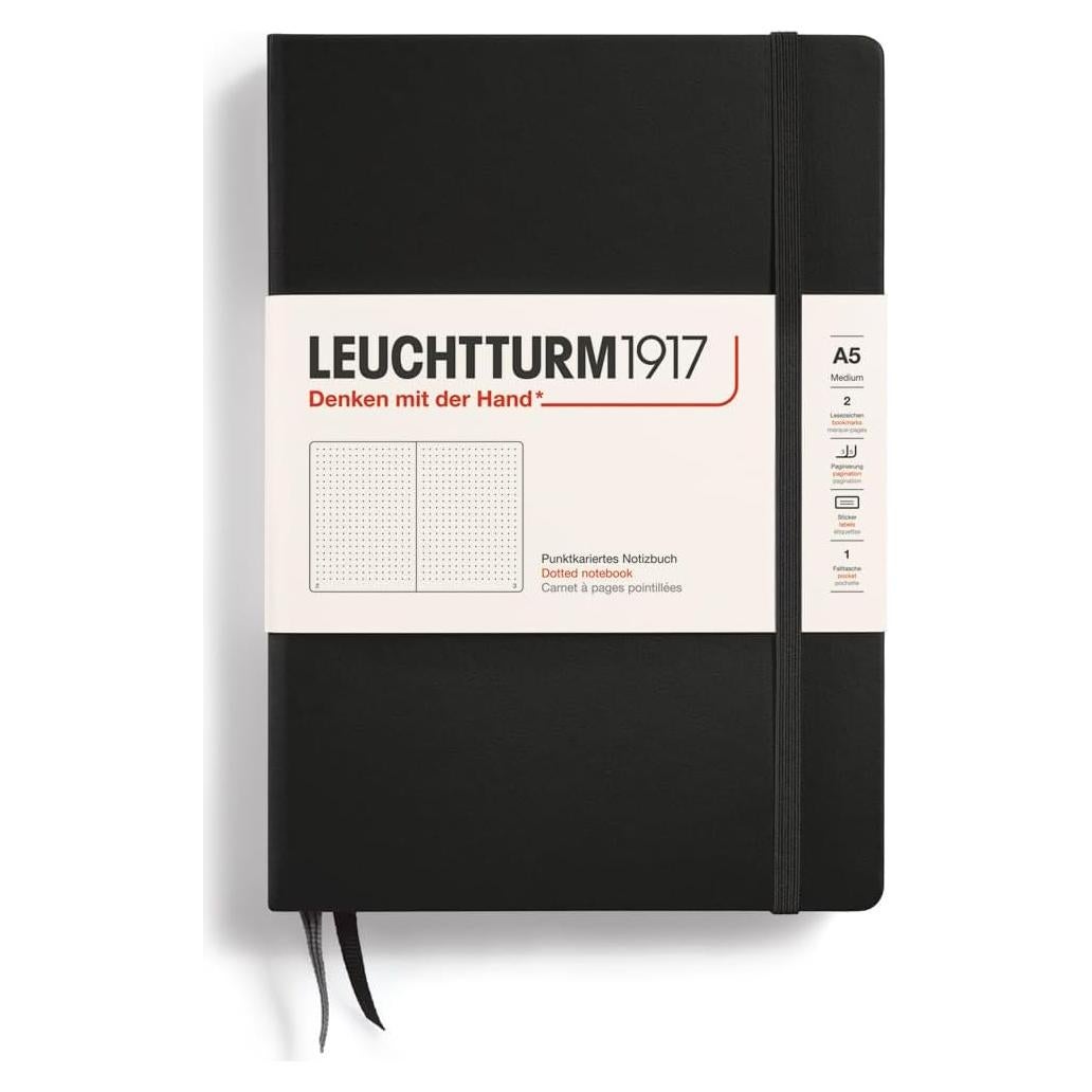 Cuaderno Tapa Dura A5 LEUCHTTURM1917 Negro Punteado 251 Páginas