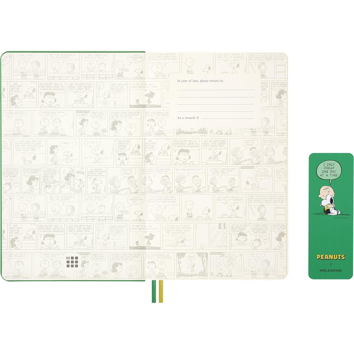 Planificador Diario Moleskine Peanuts 2026 Tapa Dura Verde 400 Páginas