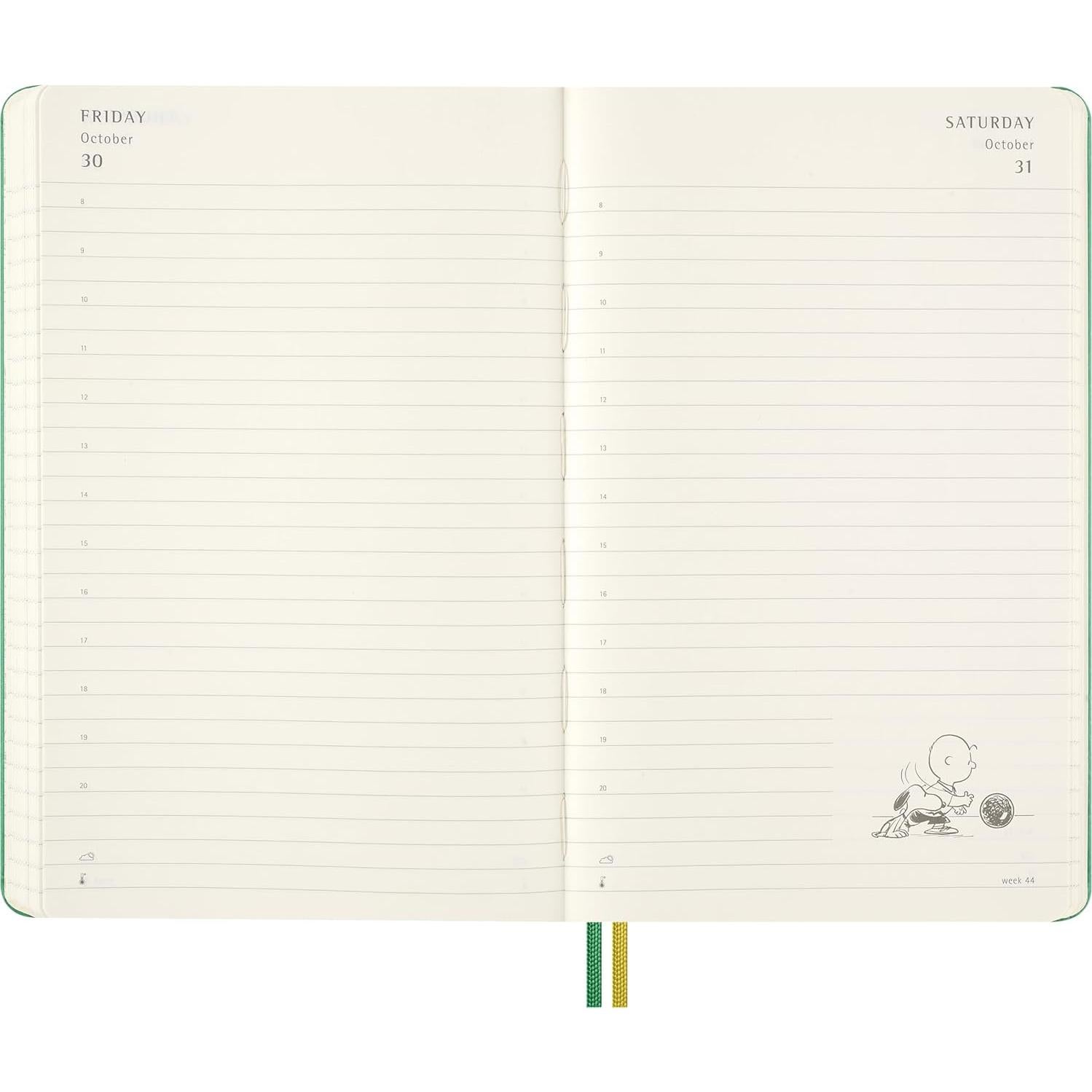 Planificador Diario Moleskine Peanuts 2026 Tapa Dura Verde 400 Páginas