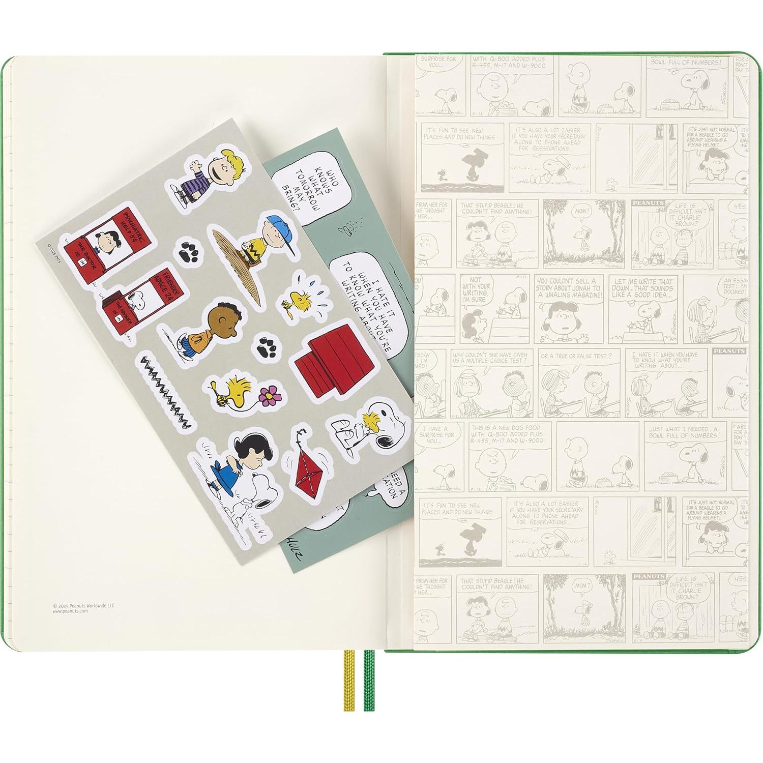 Planificador Diario Moleskine Peanuts 2026 Tapa Dura Verde 400 Páginas