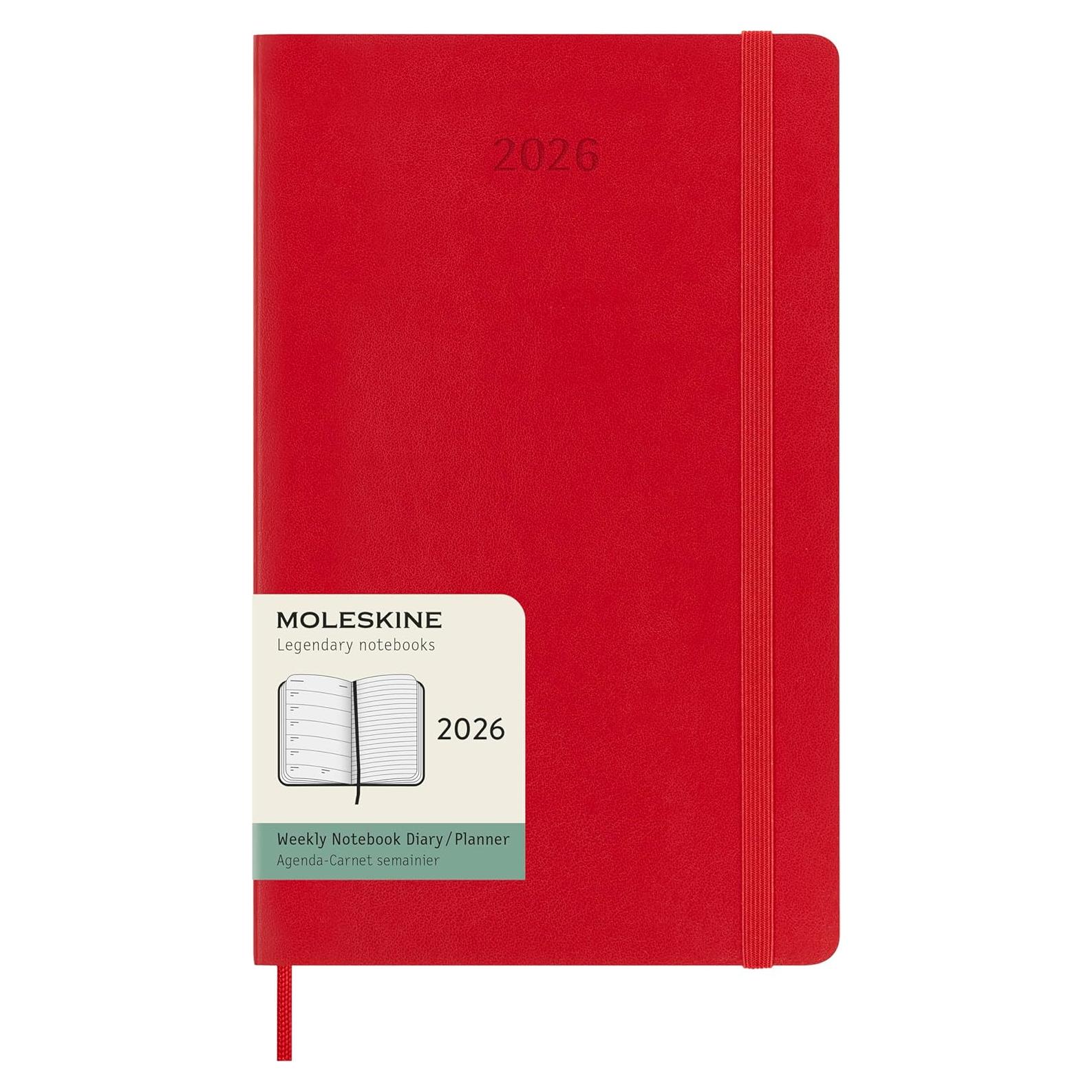 Planificador Semanal Moleskine 2026 Tapa Blanda Rojo 12 Meses
