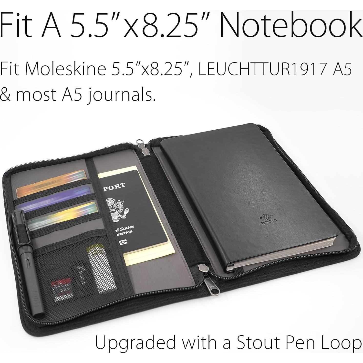 Cubierta de Cuaderno Diodrio A5 Negra con Cremallera YKK