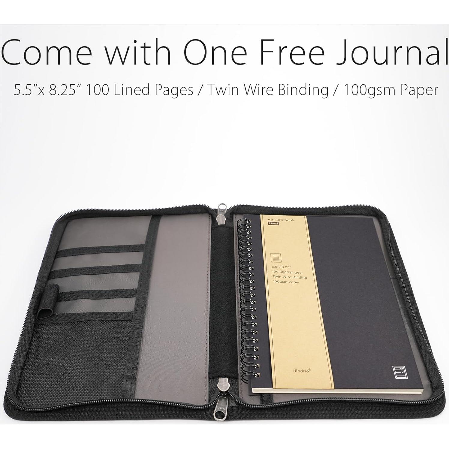 Cubierta de Cuaderno Diodrio A5 Negra con Cremallera YKK