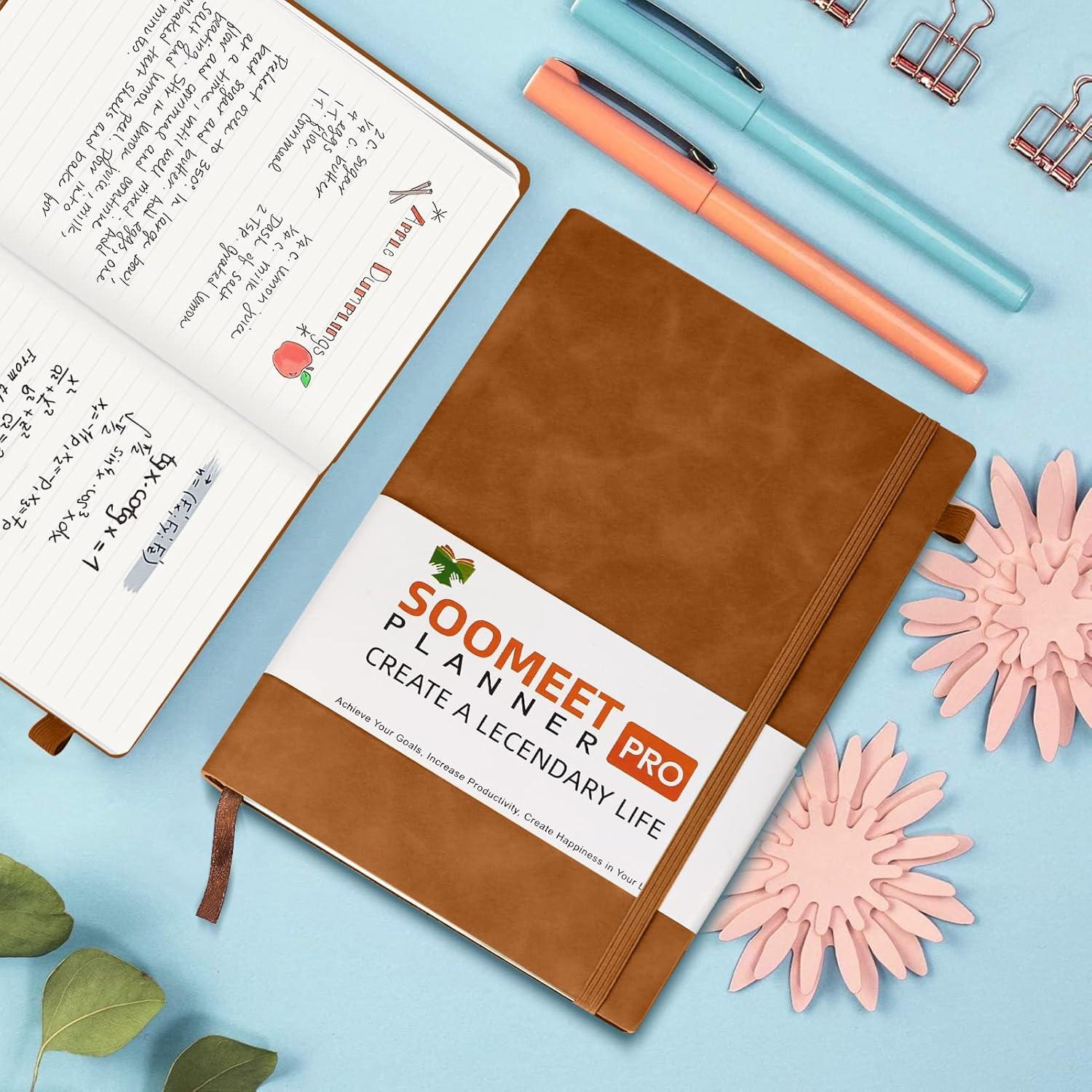 Cuaderno Rayado A5 Soomeet 200 Páginas Tapa Dura Cuero Marrón