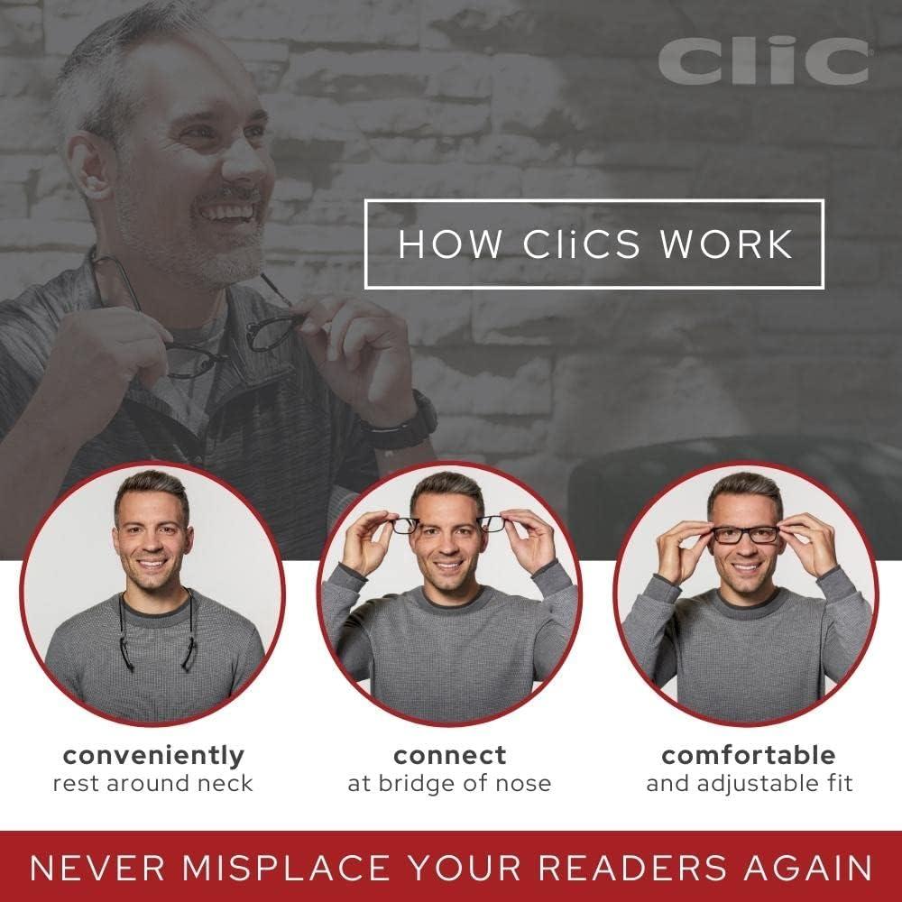 Gafas de lectura CliC negras 1.50x ajustables y expandibles