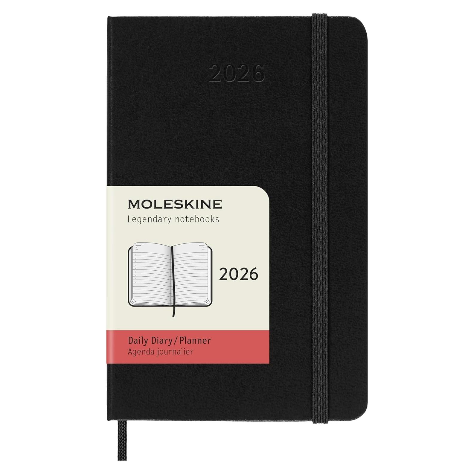 Planificador Diario Moleskine 2026 Tapa Dura Pocket Negro
