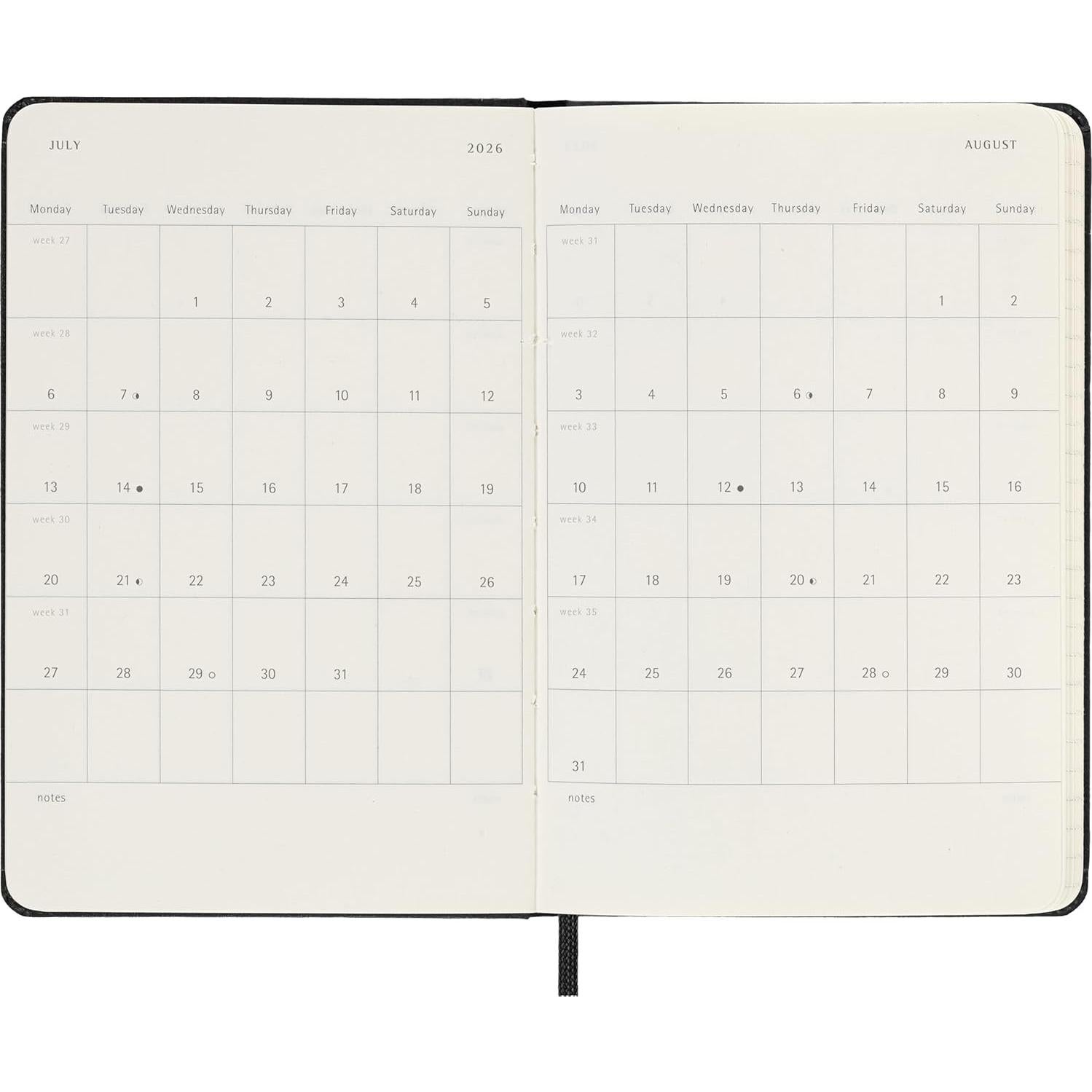 Planificador Diario Moleskine 2026 Tapa Dura Pocket Negro