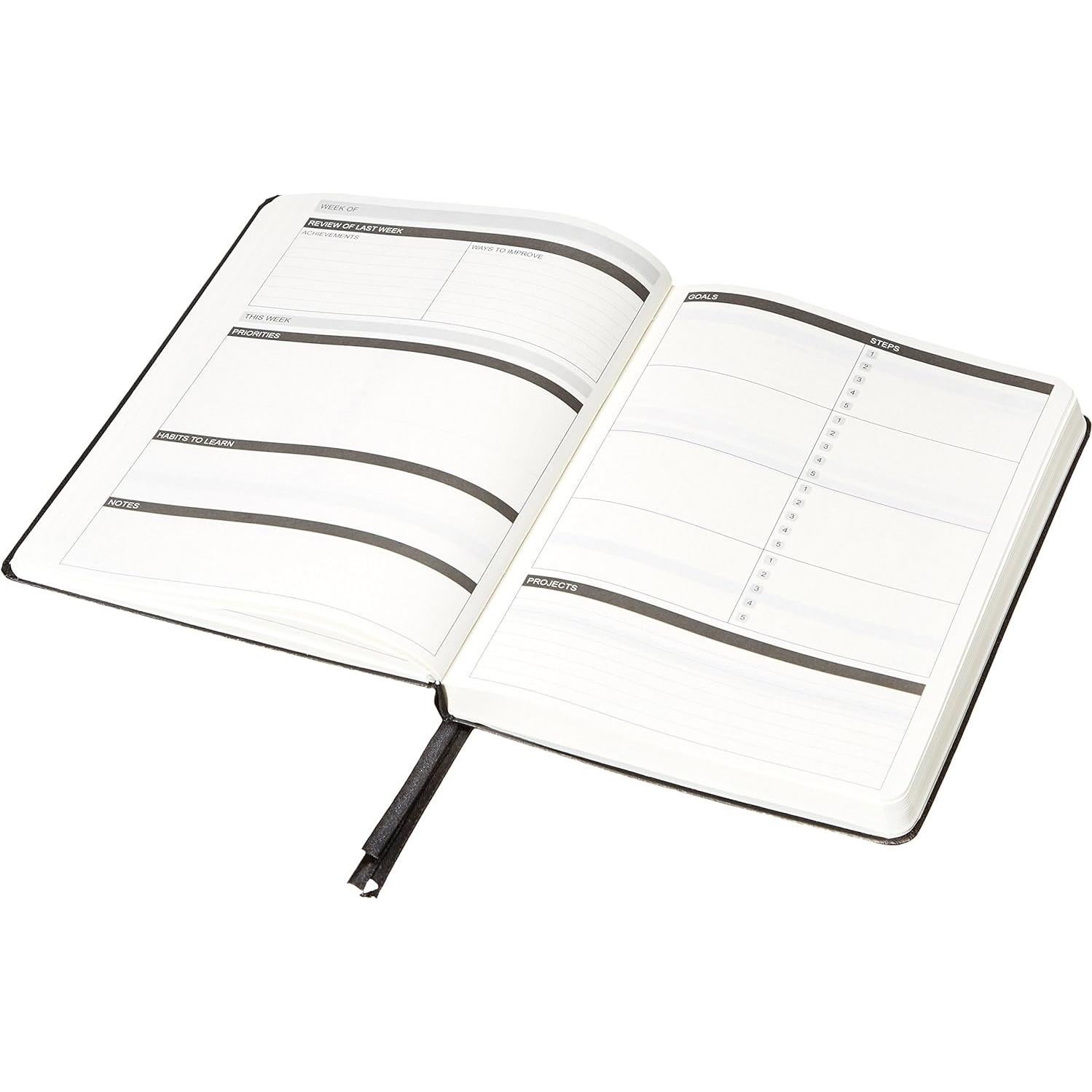 Planificador y Diario Tapa Dura Amazon Basics Negro 14.73x20.96cm