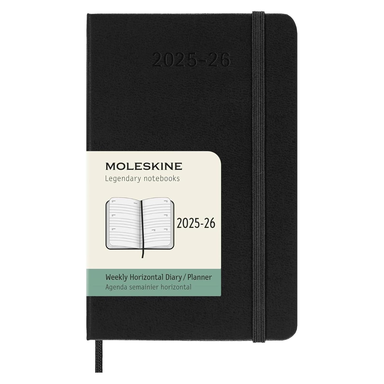 Planificador Semanal Horizontal Moleskine 2025-2026 Pocket Negro