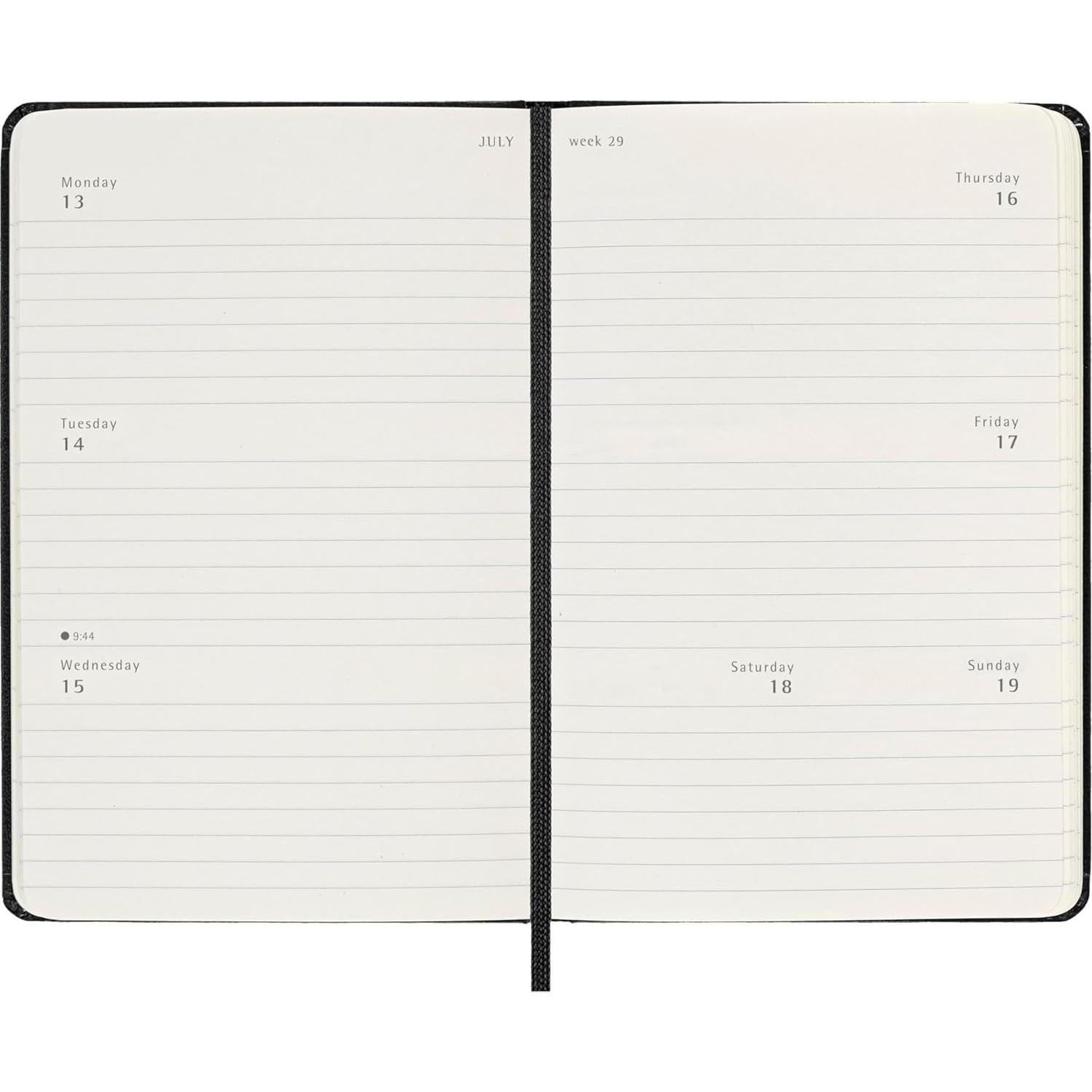 Planificador Semanal Horizontal Moleskine 2025-2026 Pocket Negro