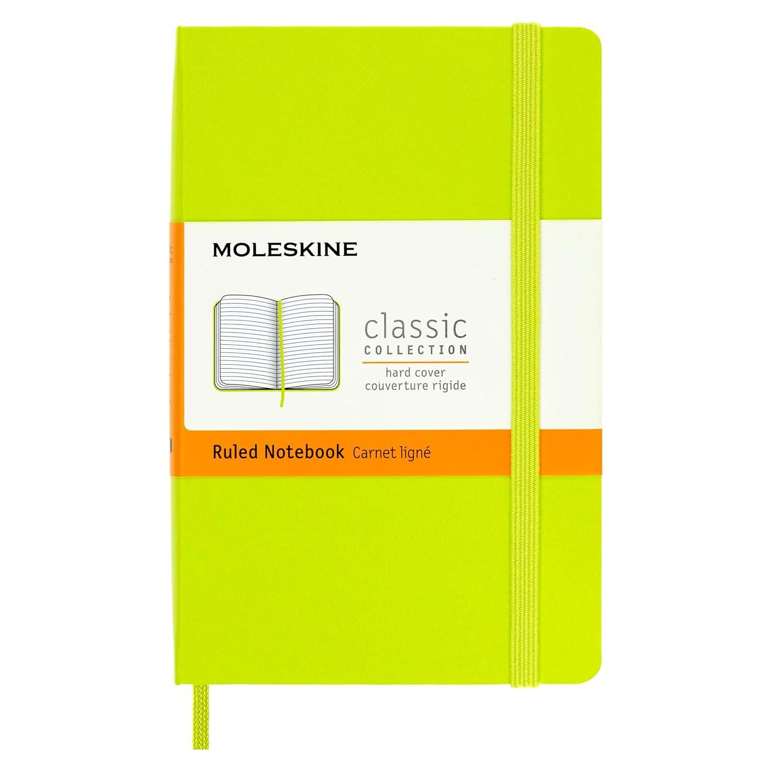 Cuaderno Moleskine Clásico Pocket Rayado Verde Limón 192 Páginas