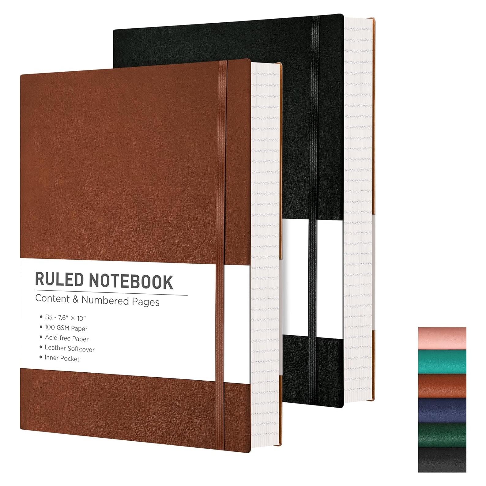 Cuaderno RETTACY B5 Páginas Numeradas 204 Hojas Tapa Cuero