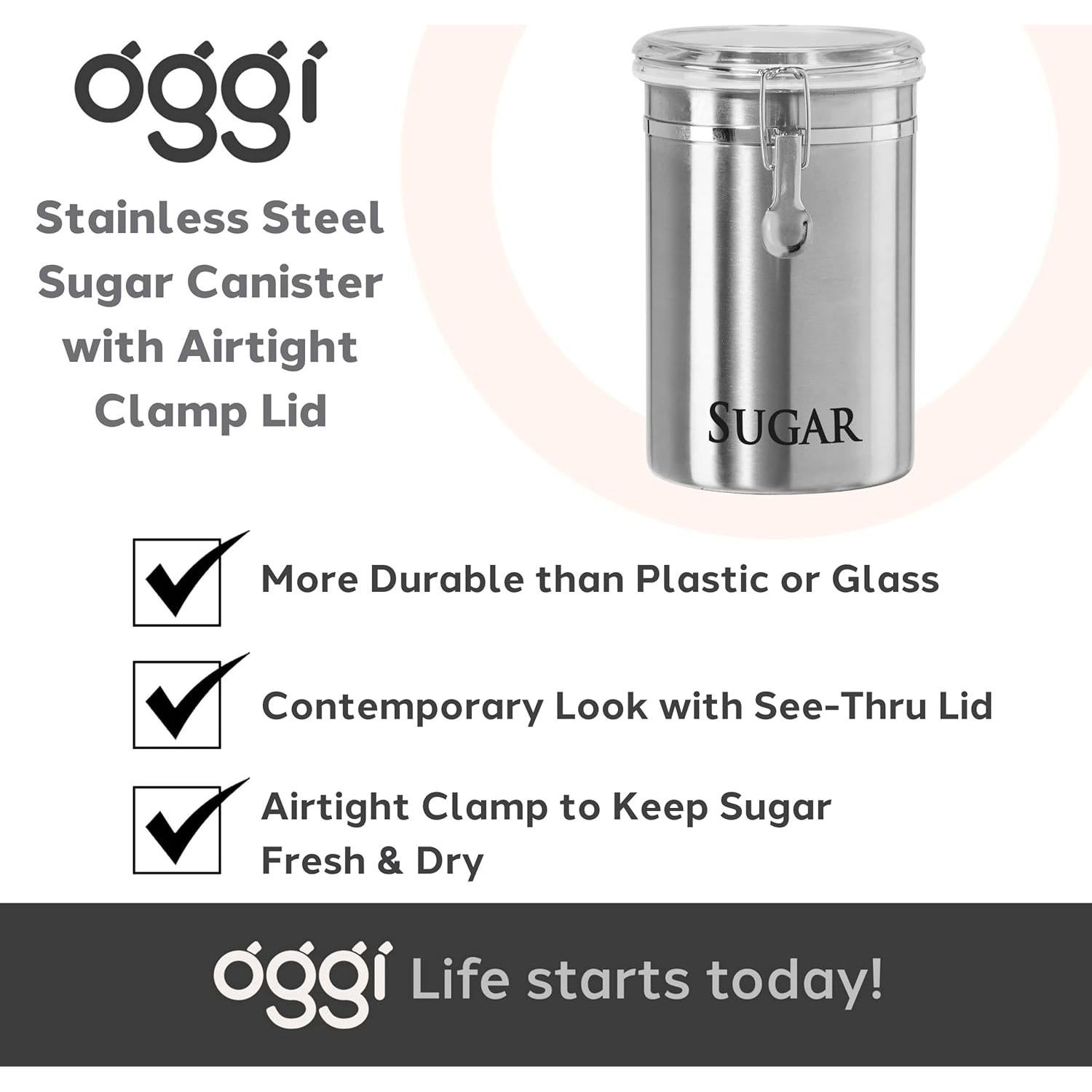 Contenedor de Azúcar OGGI Acero Inoxidable 1.84L Hermético