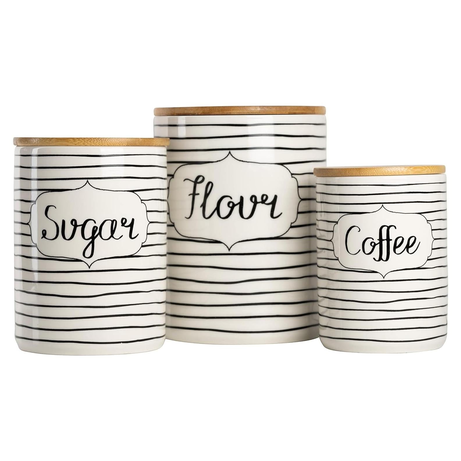 Juego de 3 Tarros de Almacenamiento 10 Strawberry Street - Café, Azúcar, Harina
