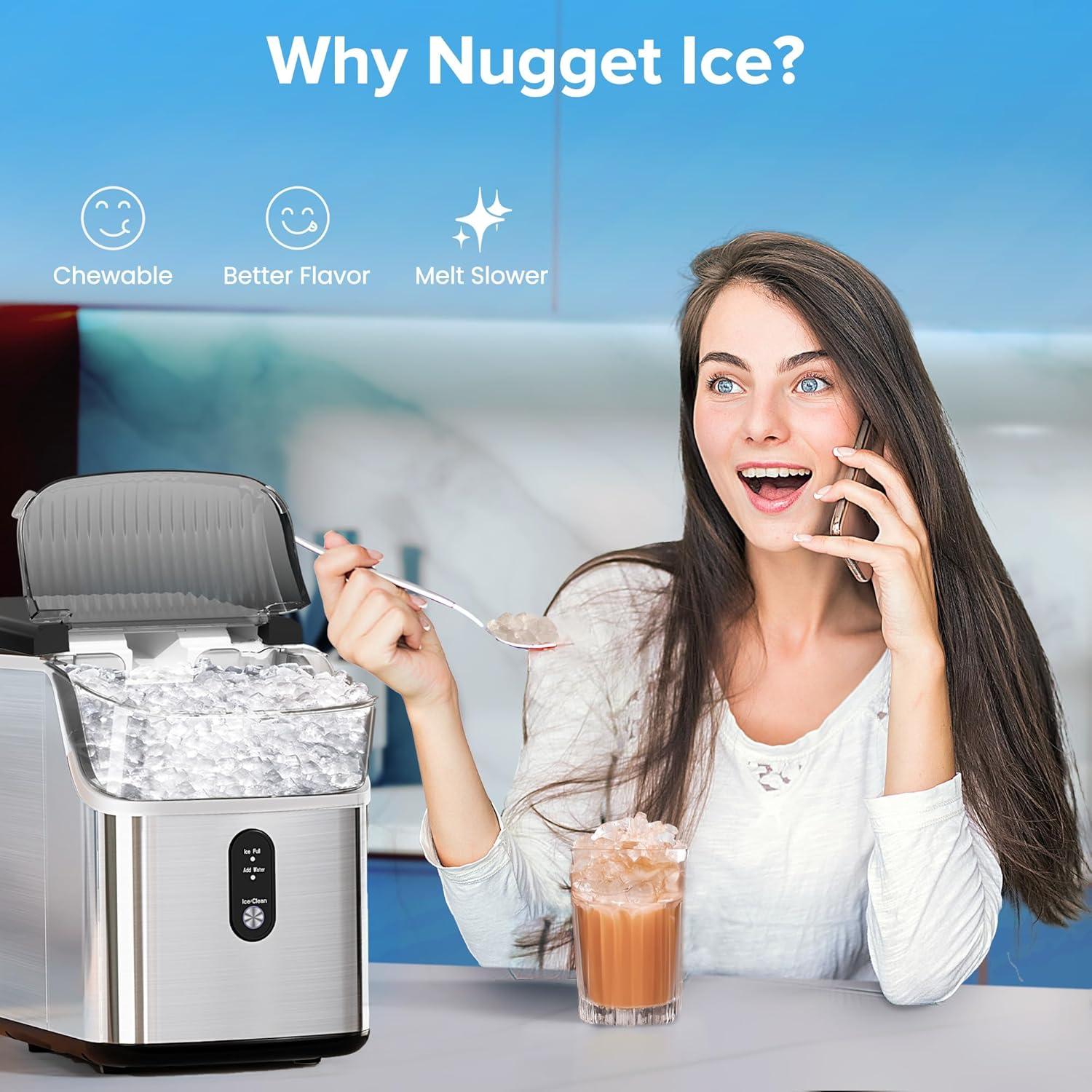 Fabricador de Hielo de Nugget Electactic - 15.42 kg/día, Plata