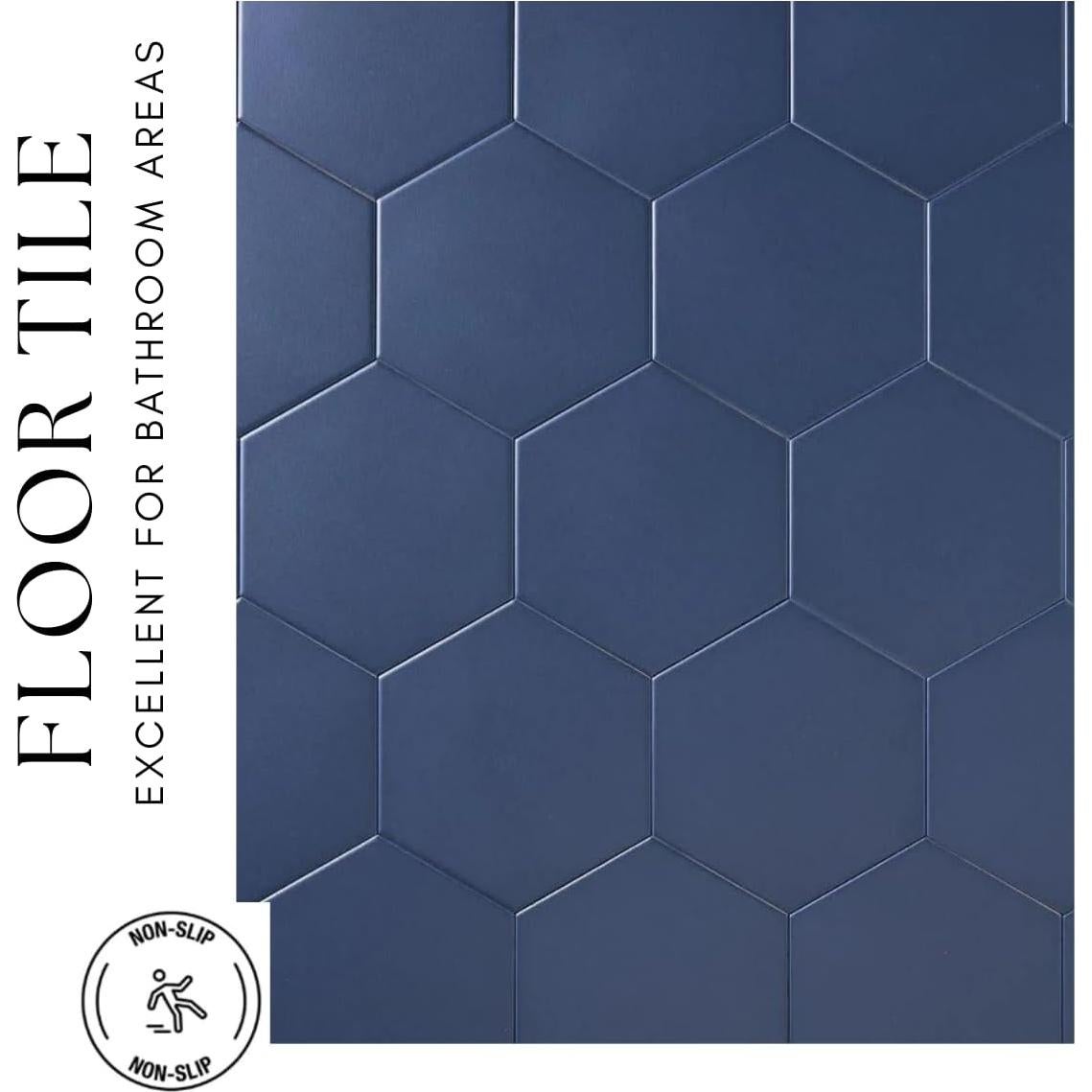 Azulejos Hexagonales Tenedos Porcelana Azul Real 20 Piezas